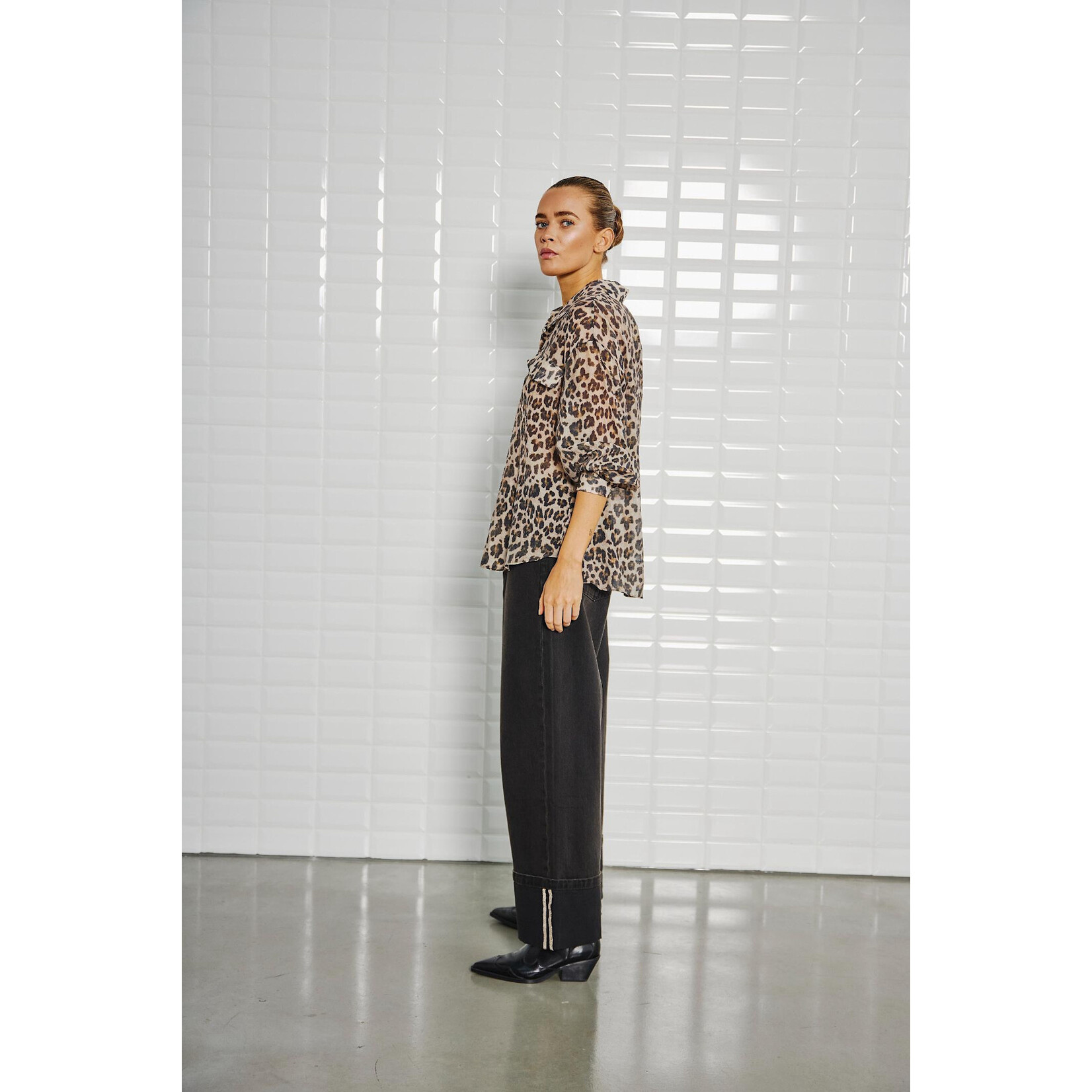 With Black Withblack Sandra leopard blouse