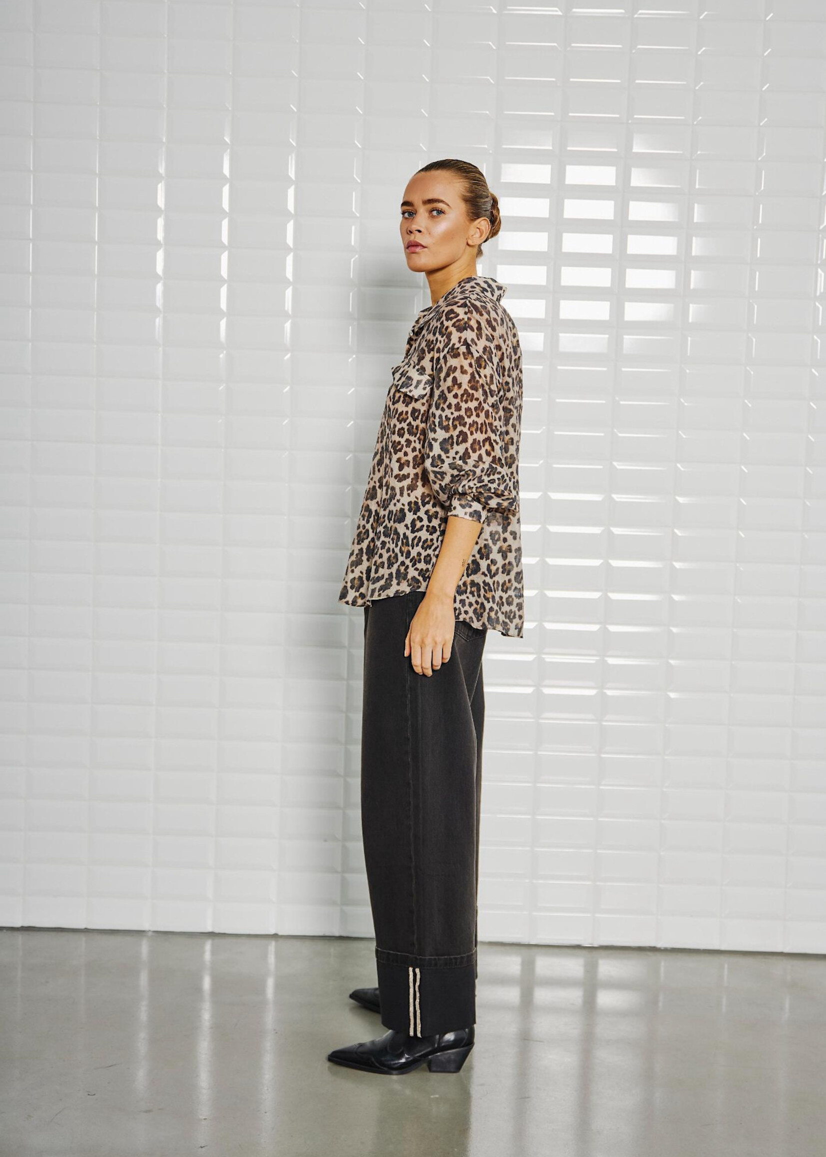 With Black Withblack Sandra leopard blouse
