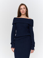 24Colours 24Colours off shoulder trui Saar navy