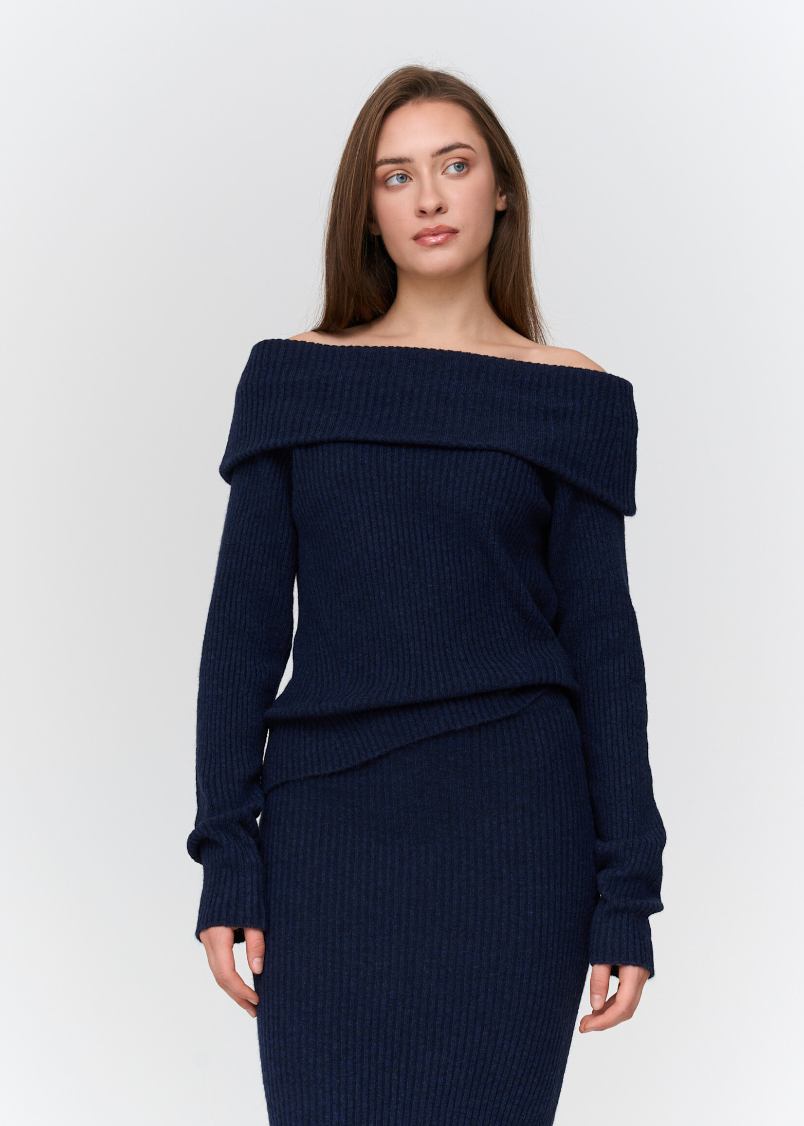 24Colours 24Colours off shoulder trui Saar navy