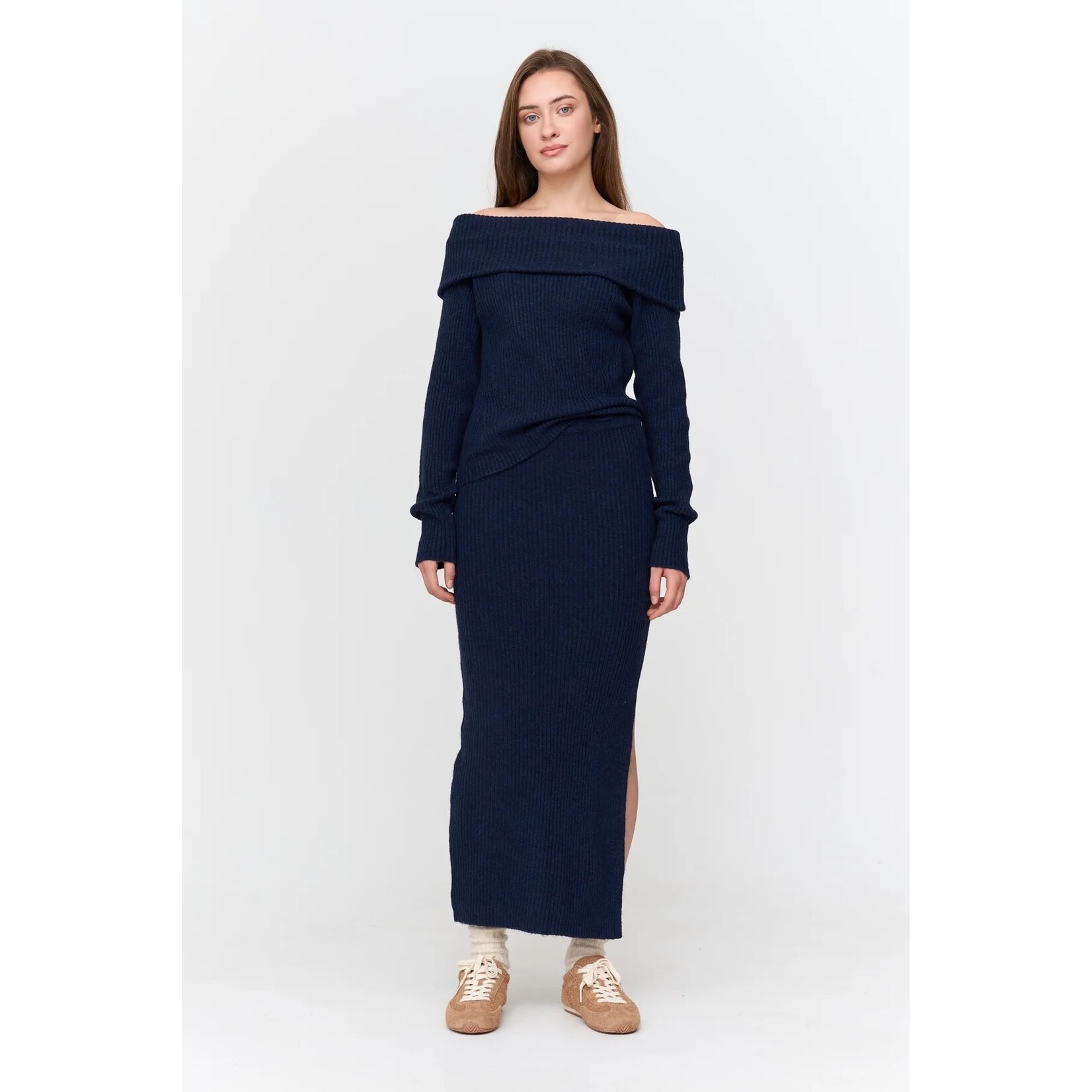 24Colours 24Colours off shoulder trui Saar navy