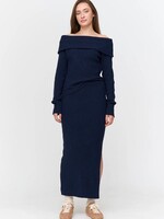 24Colours 24Colours lange gebreide rok Saar navy