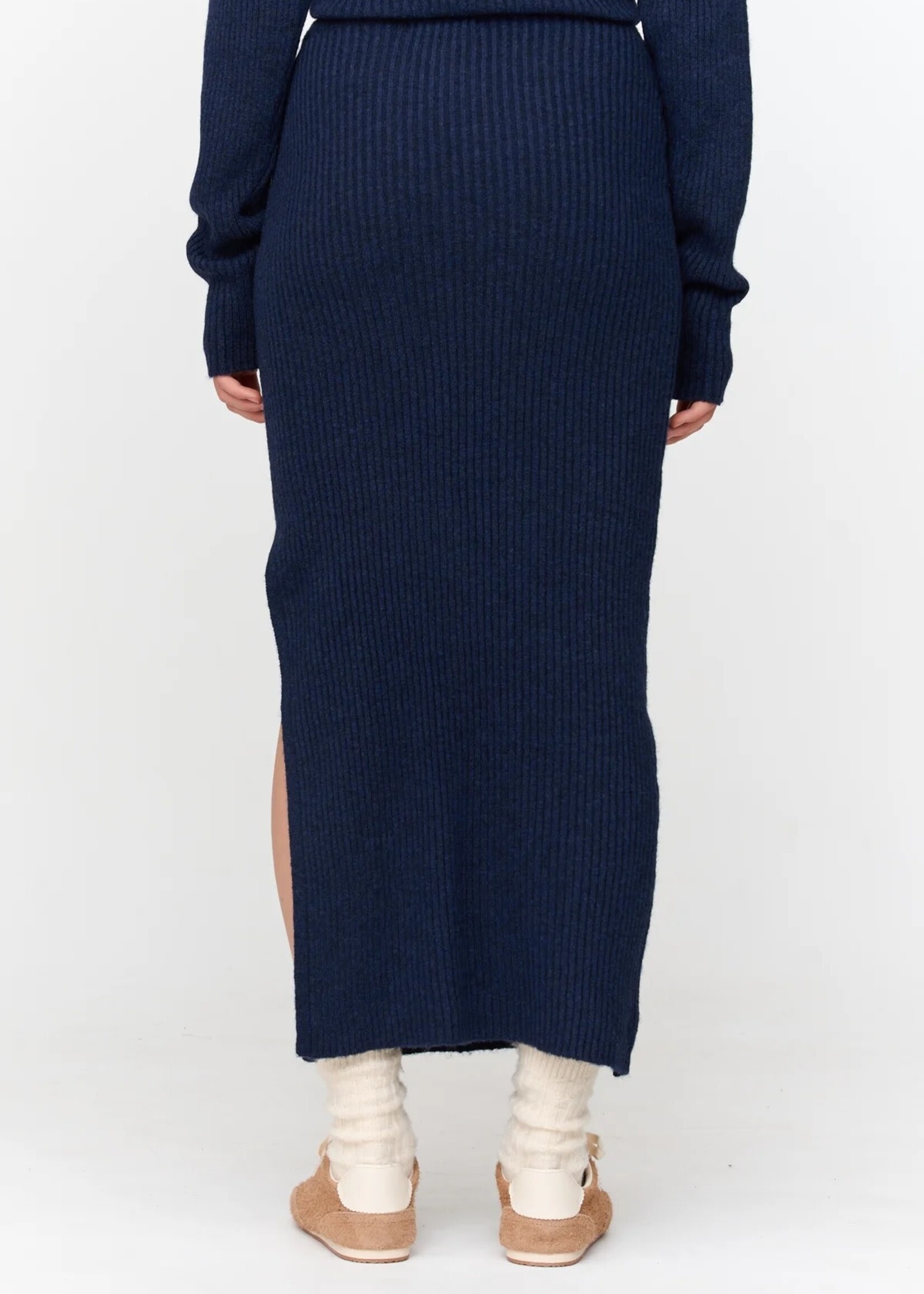 24Colours 24Colours lange gebreide rok Saar navy