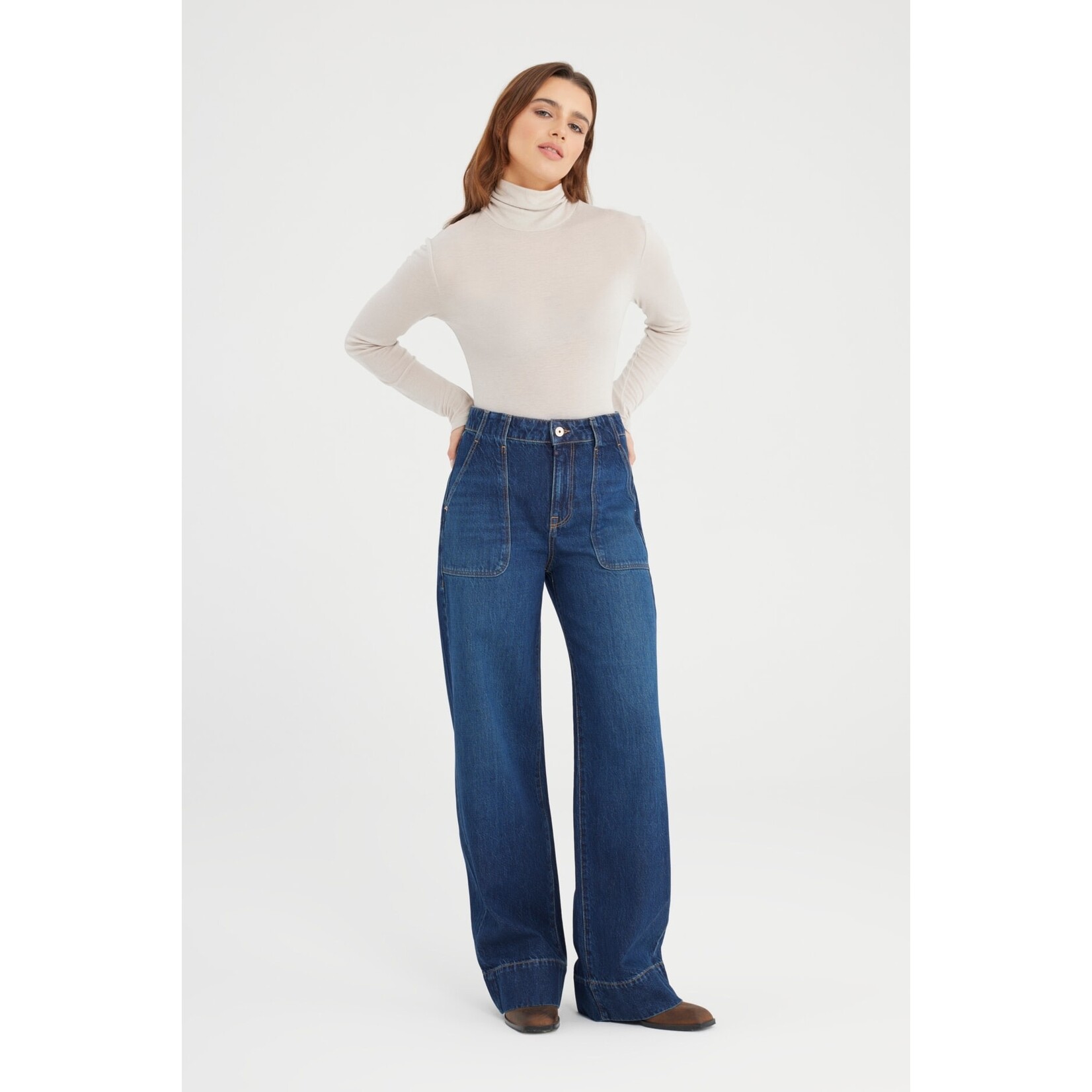 C.O.J. COJ jeans wide Lili blauw