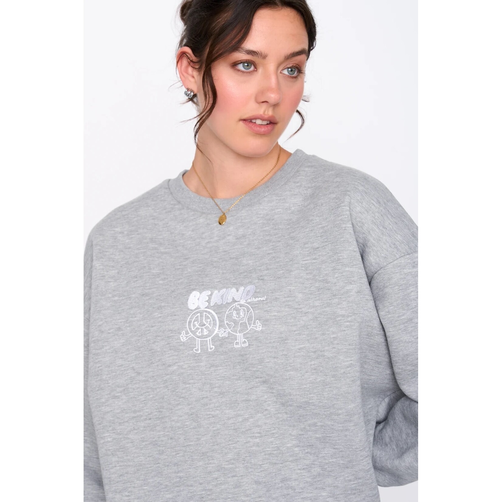 24Colours 24Colours sweater Be Kind grijs