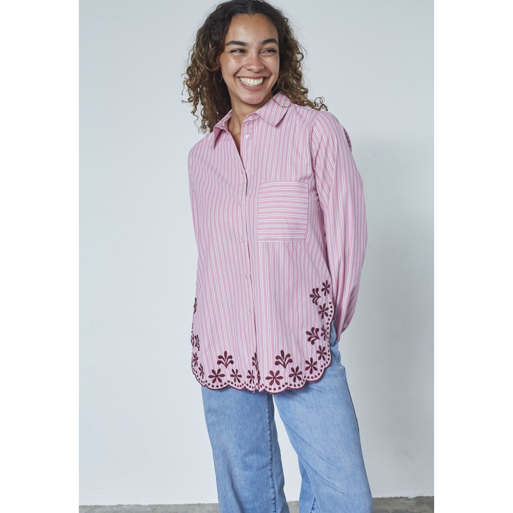 Sisters Point Istea blouse streep roze