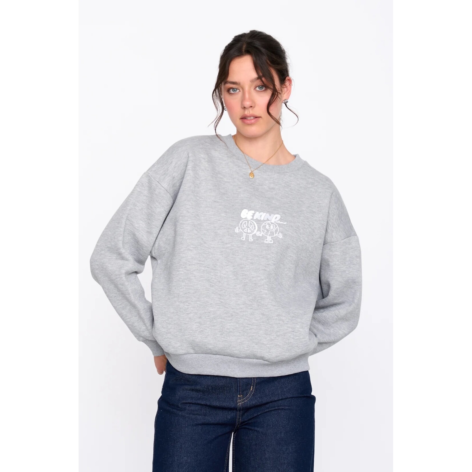 24Colours 24Colours sweater Be Kind grijs