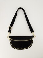 Leren Bumbag Debby zwart suede