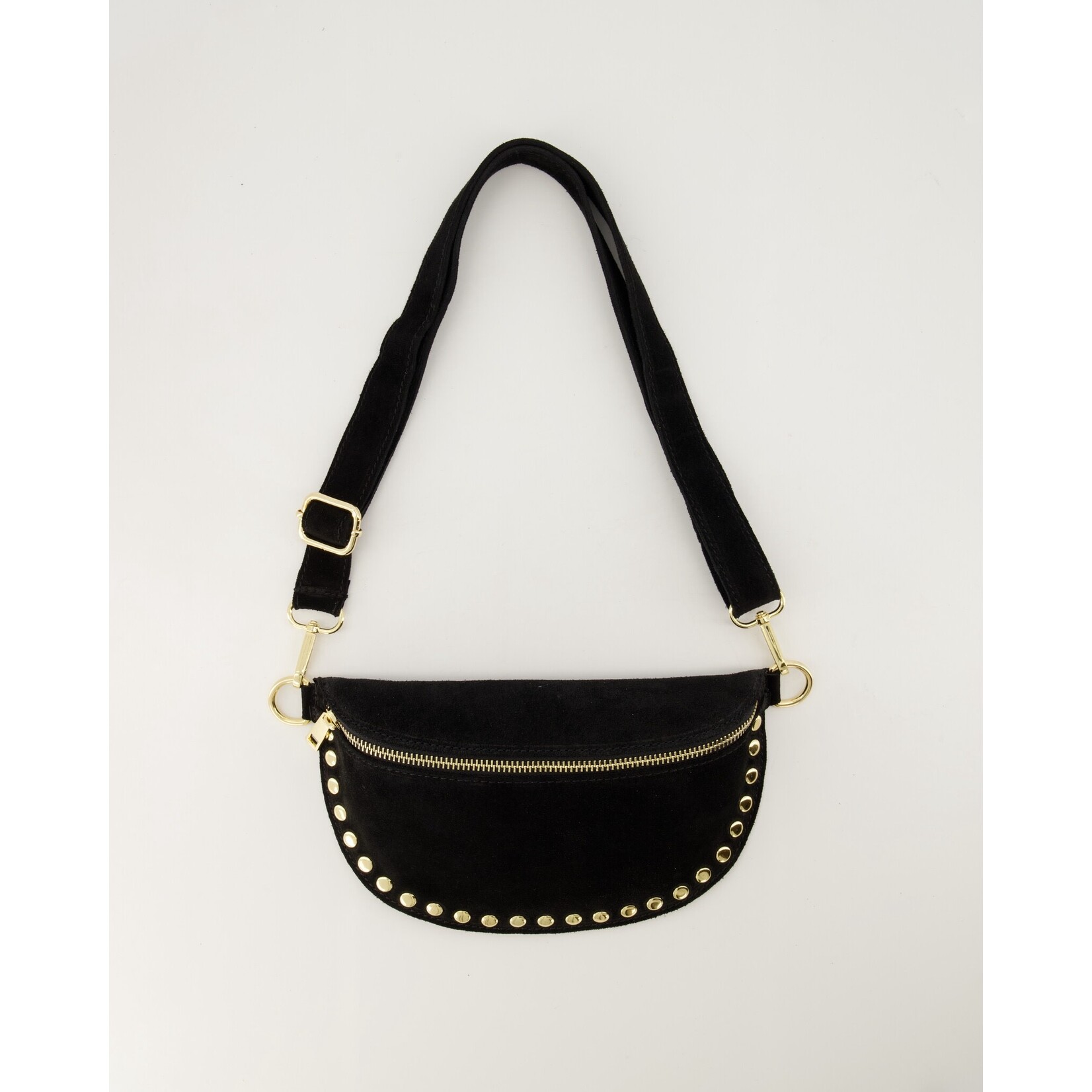 Leren Bumbag Debby zwart suede