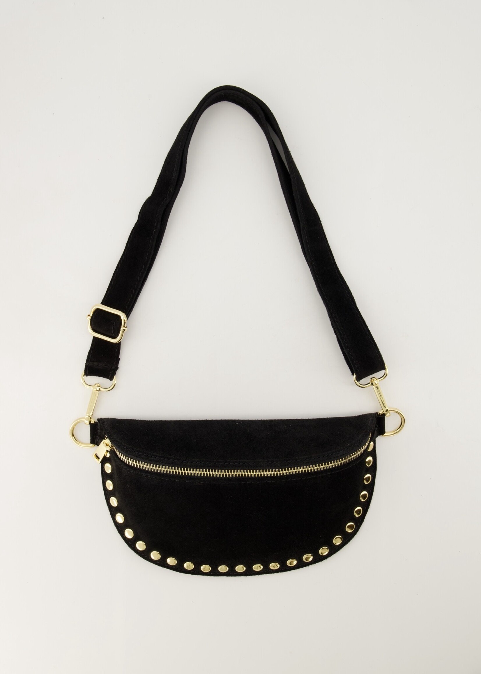 Leren Bumbag Debby zwart suede