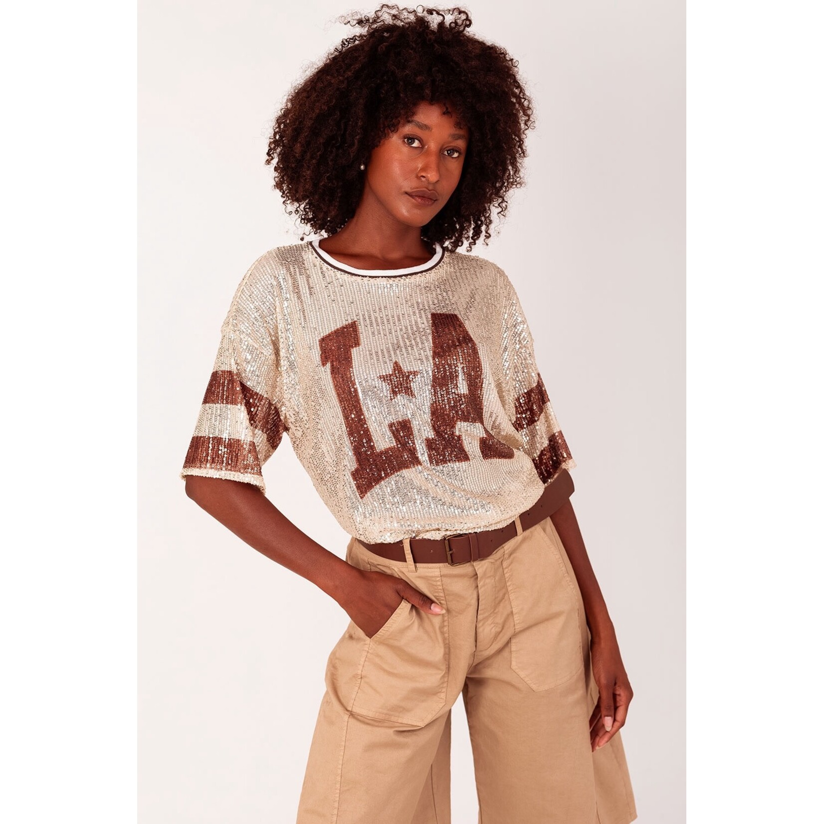 Shirt Gwen paillet LA bordeaux rood