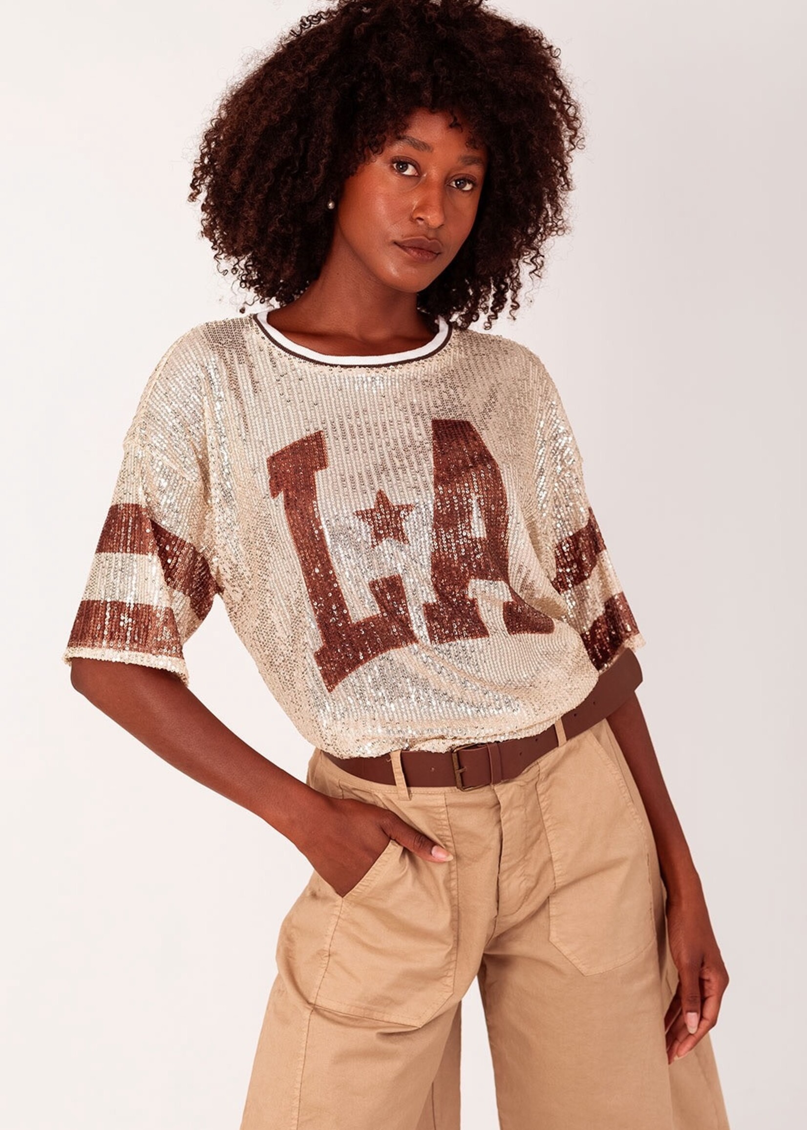 Shirt Gwen paillet LA bordeaux rood