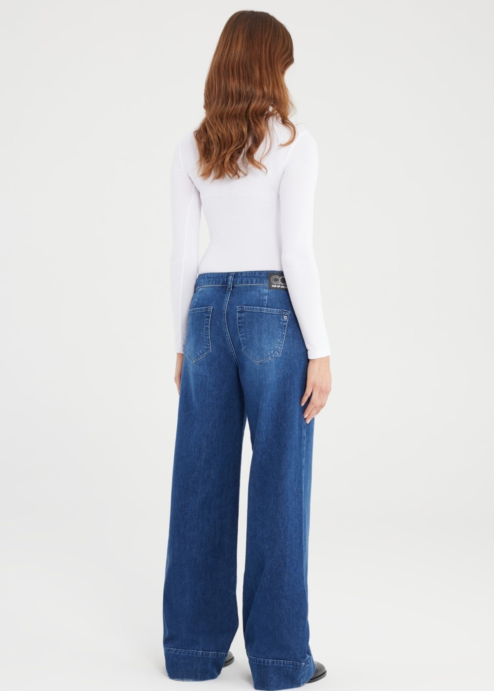 C.O.J. COJ Layla wide jeans donker blauw