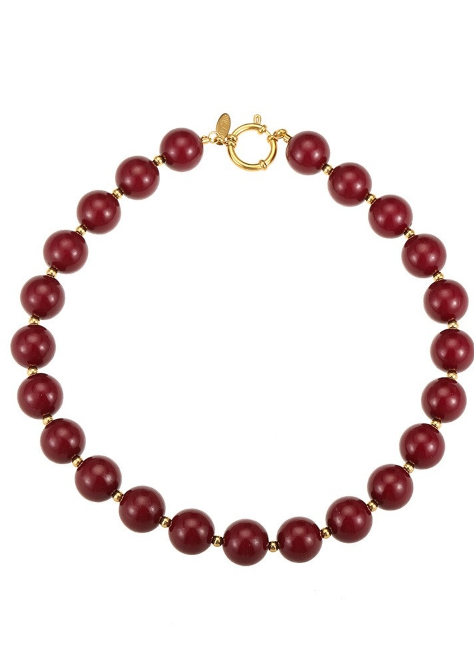 ByShir By Shir ketting statement kralen bordeaux rood