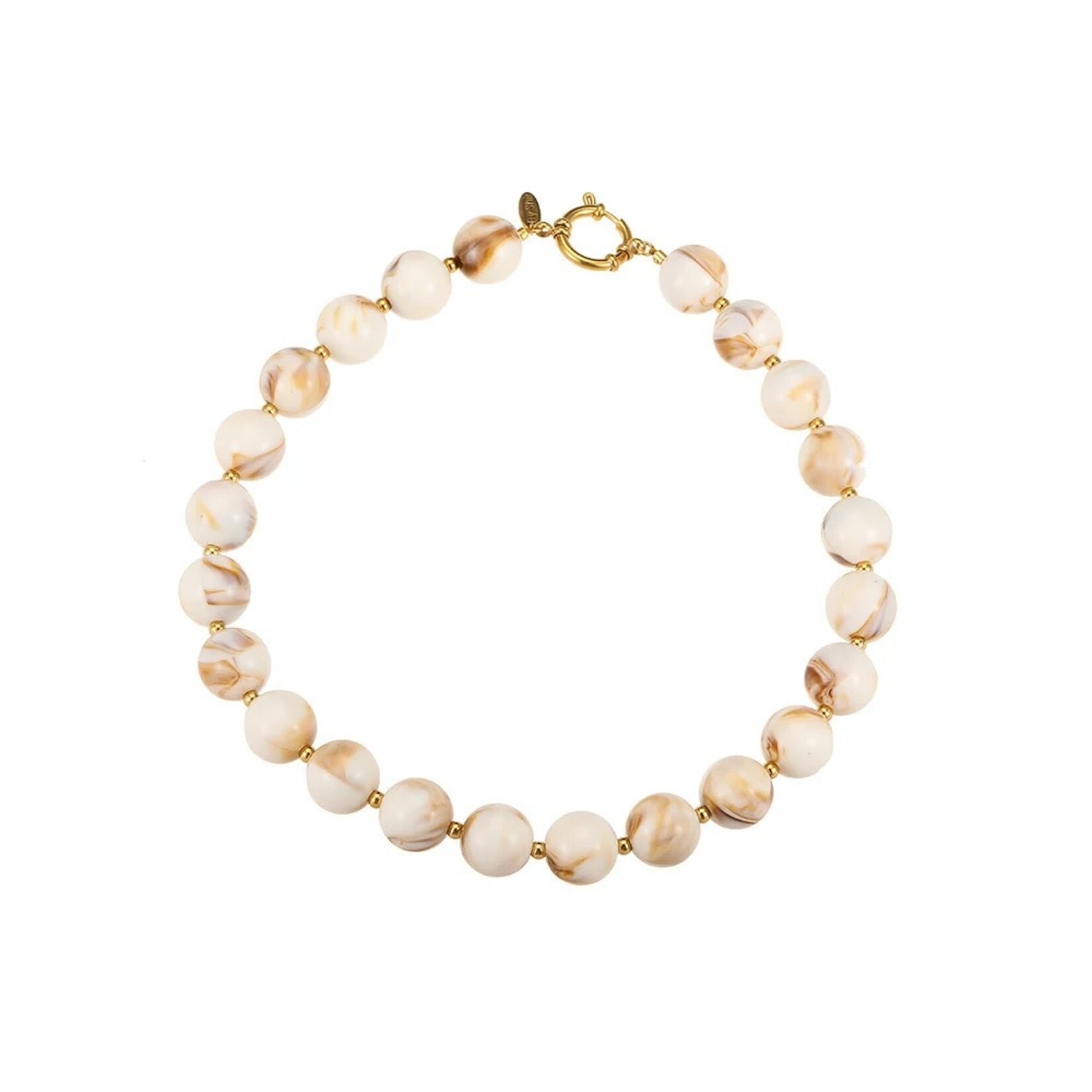 ByShir By Shir ketting statement kralen beige