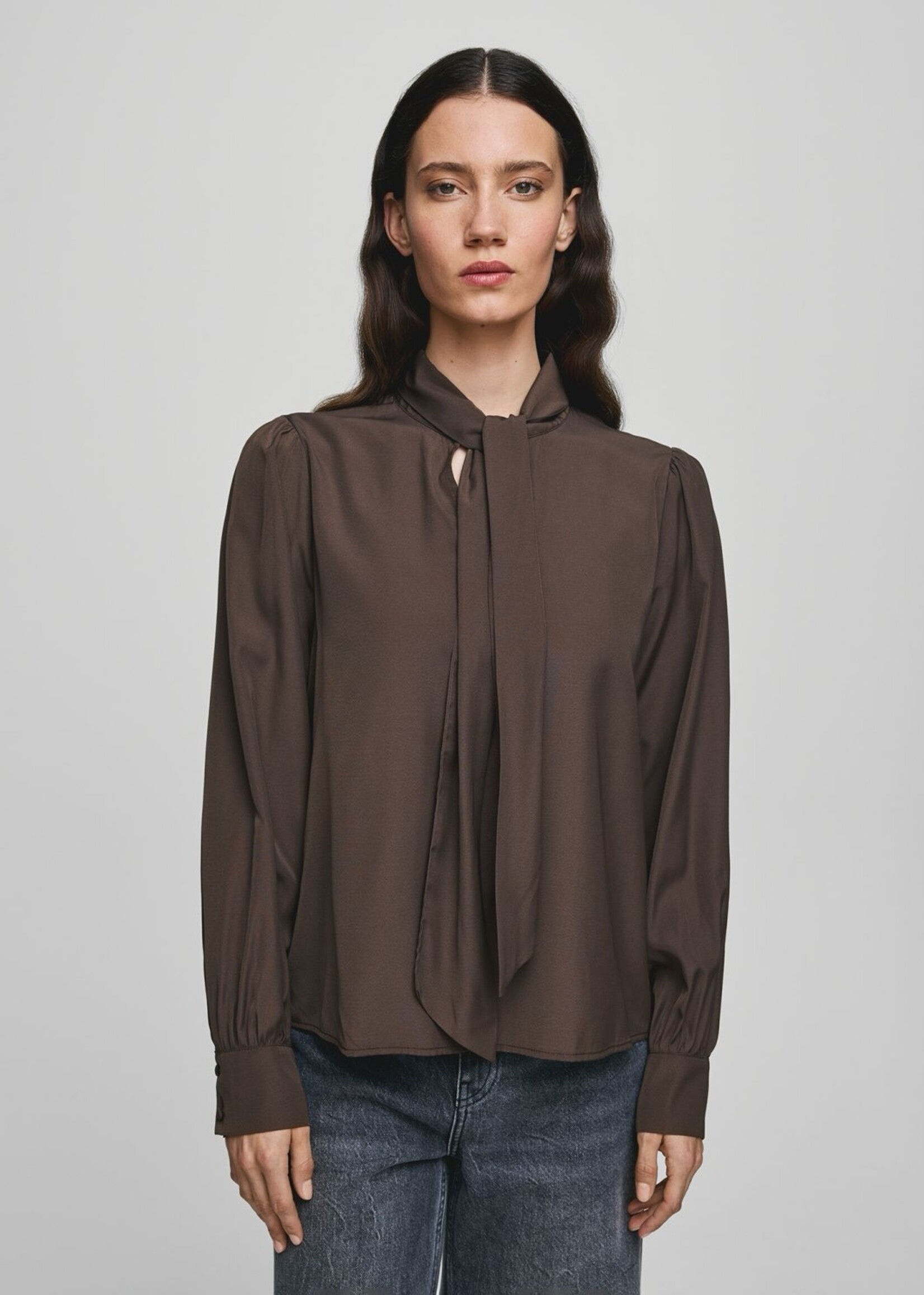 Moss Copenhagen Juliana blouse strik bruin