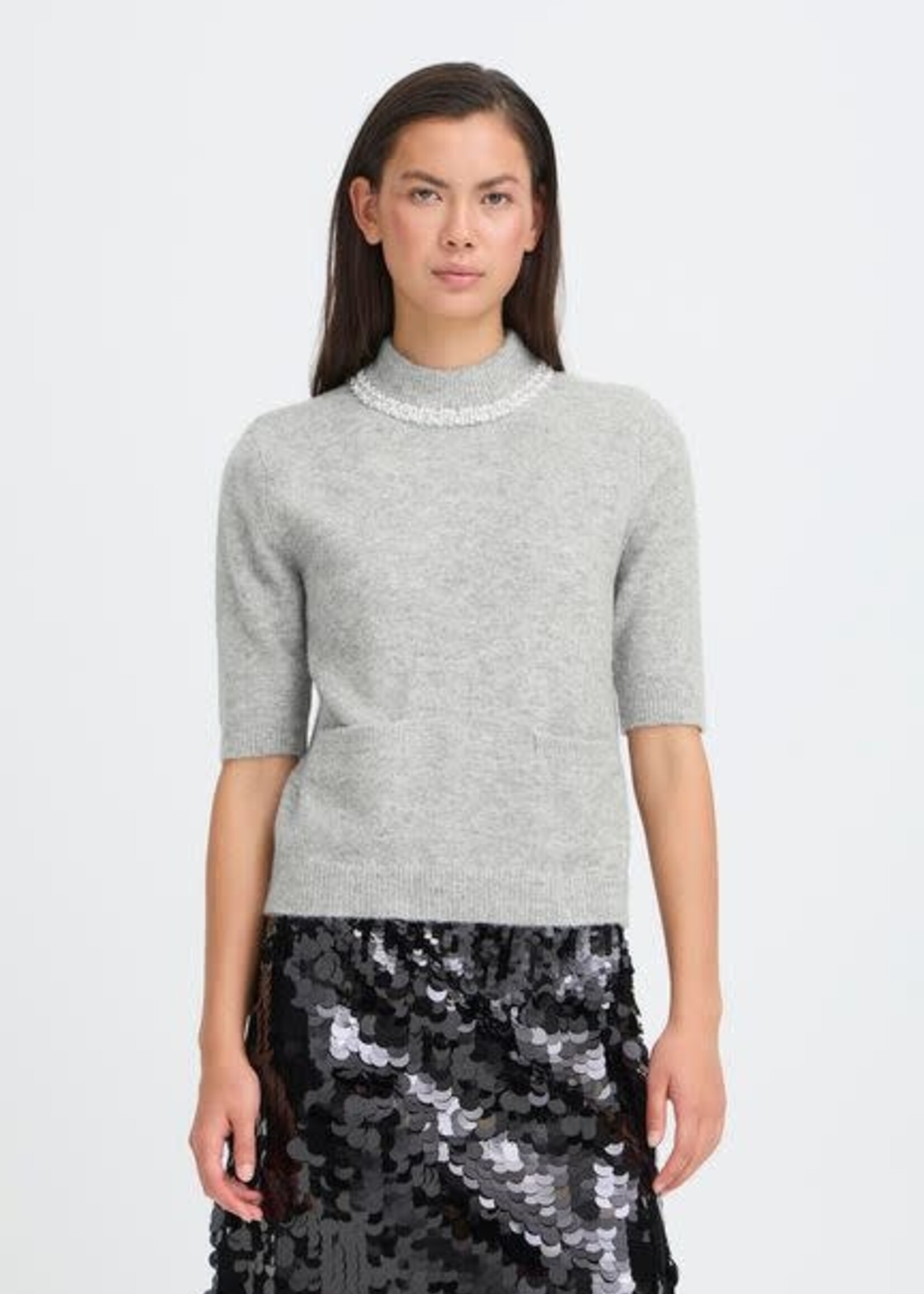 ICHI Macon pullover grijs