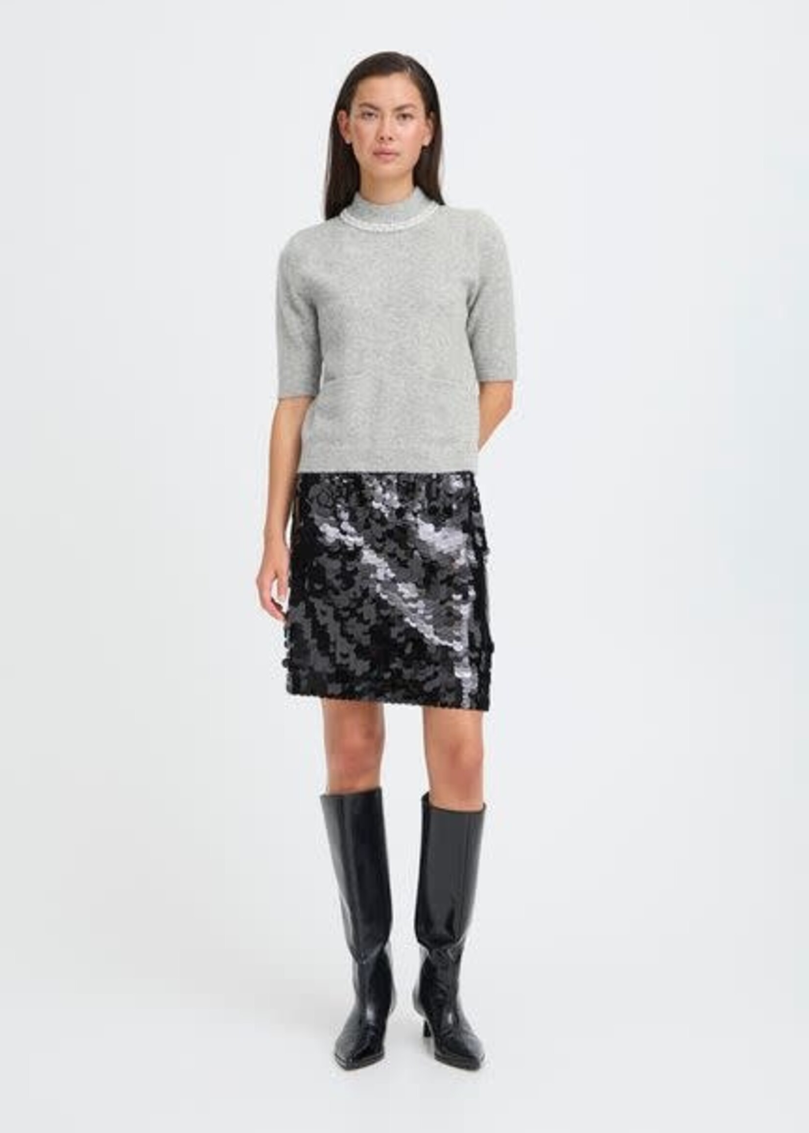 ICHI Macon pullover grijs