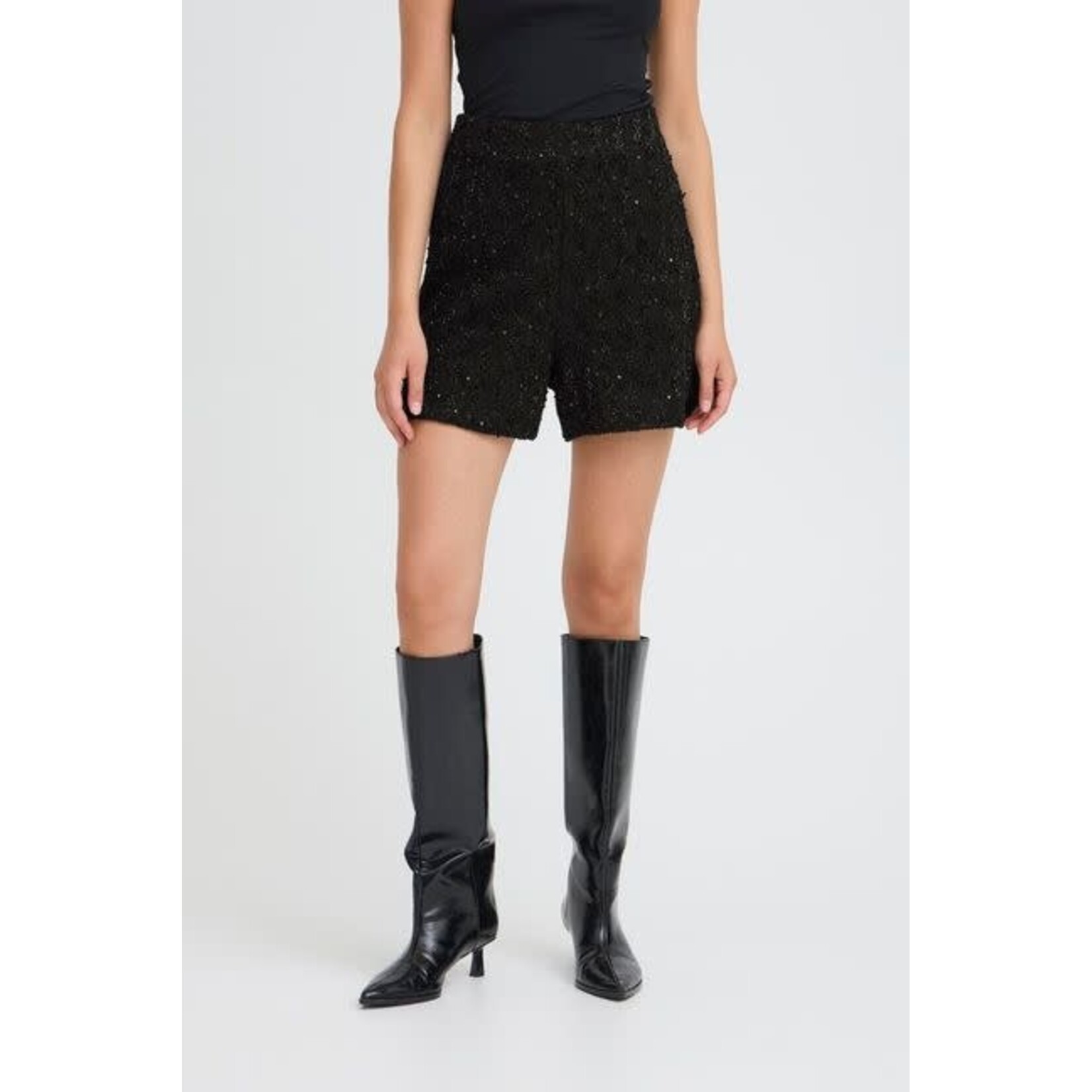 ICHI Ninky short glitter zwart
