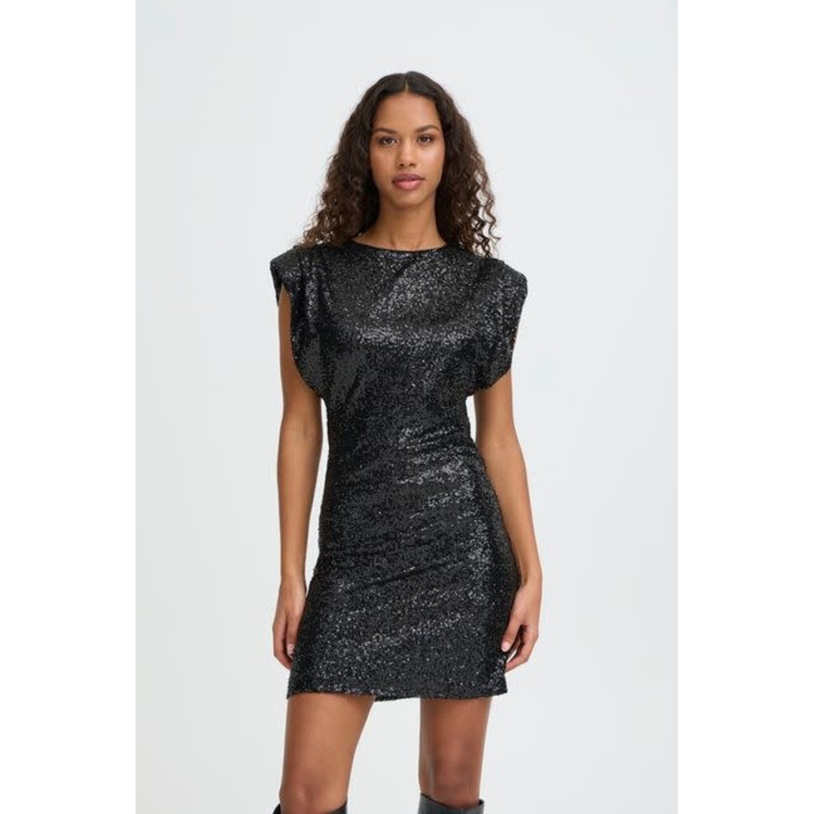 ICHI Fauca jurk glitter zwart