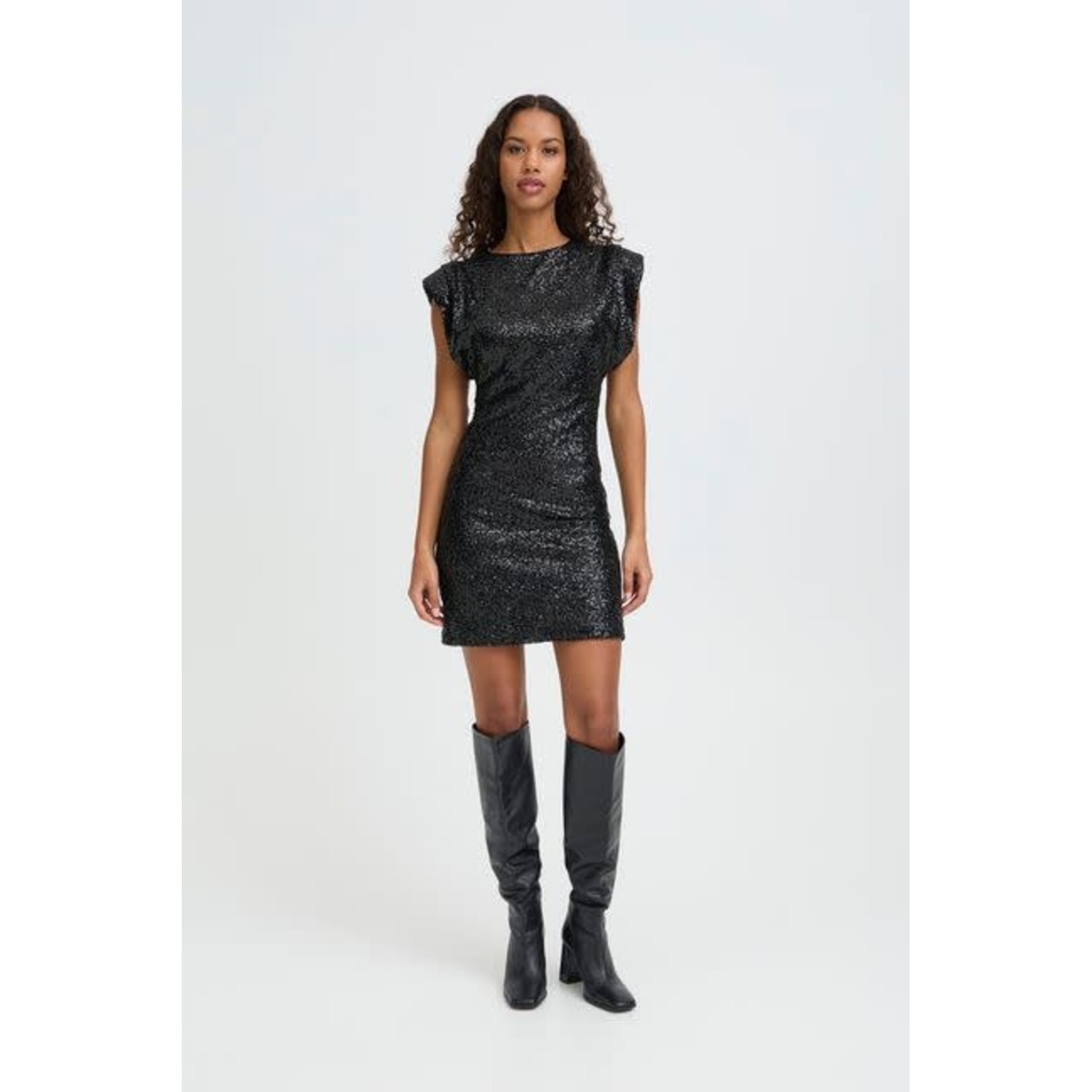 ICHI Fauca jurk glitter zwart