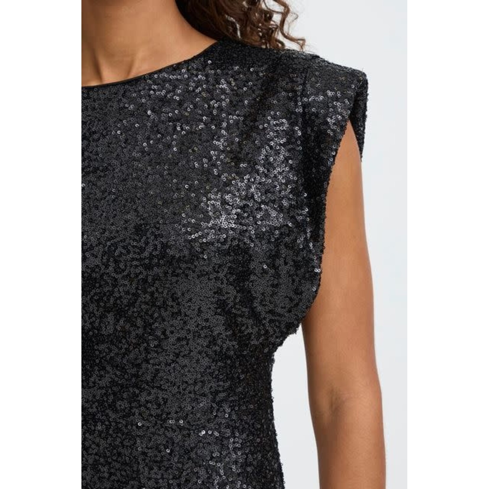 ICHI Fauca jurk glitter zwart