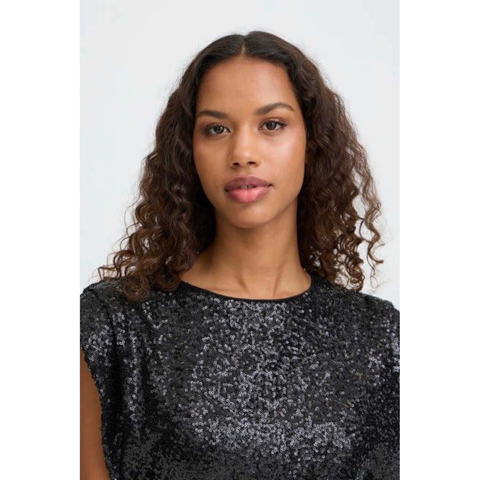 ICHI Fauca jurk glitter zwart