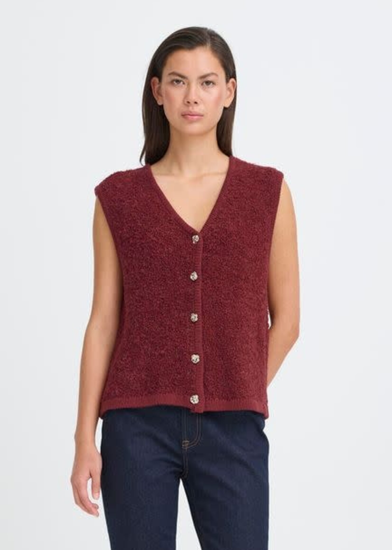 ICHI Blarisa teddy gilet bordeaux
