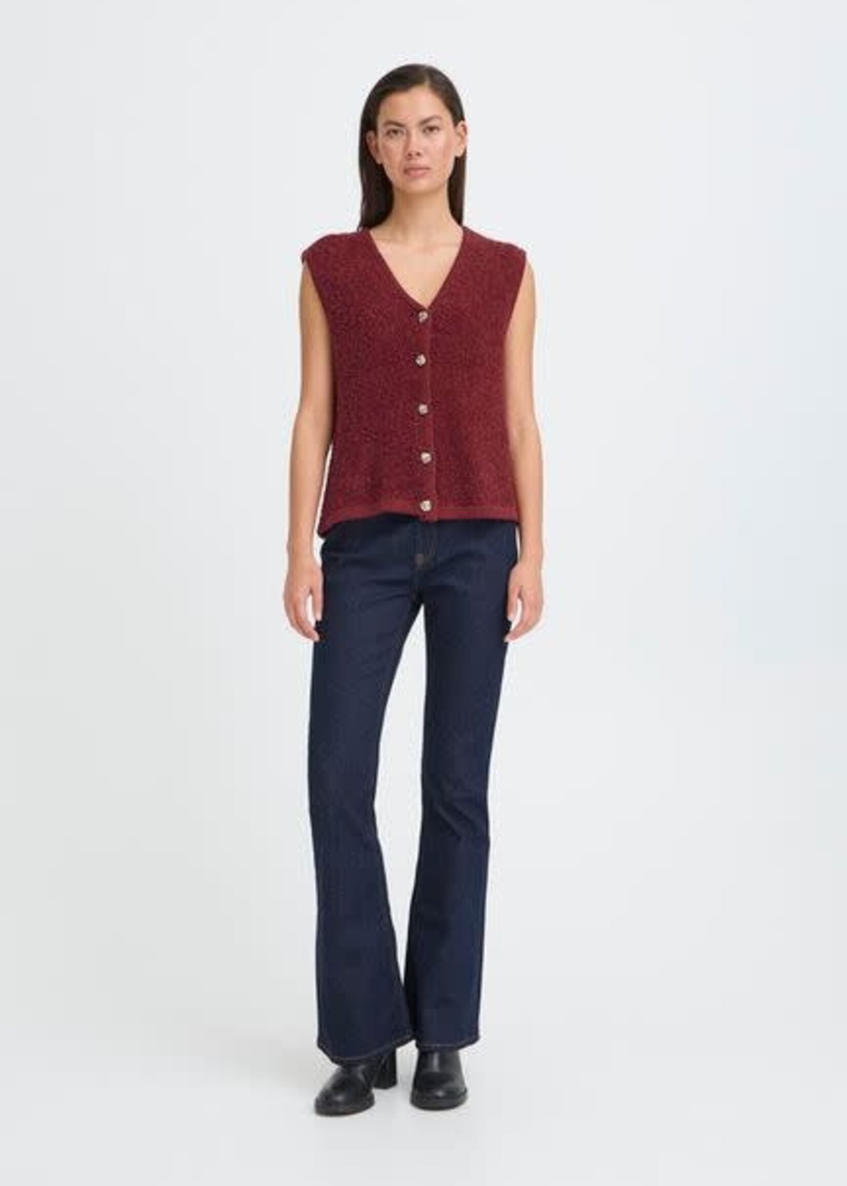 ICHI Blarisa teddy gilet bordeaux