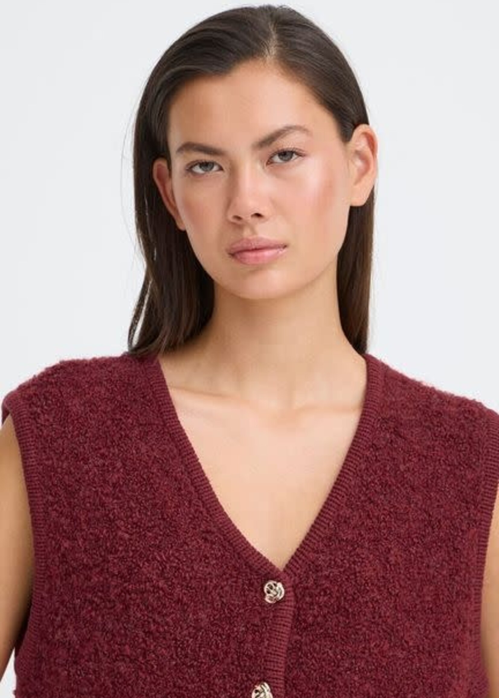 ICHI Blarisa teddy gilet bordeaux