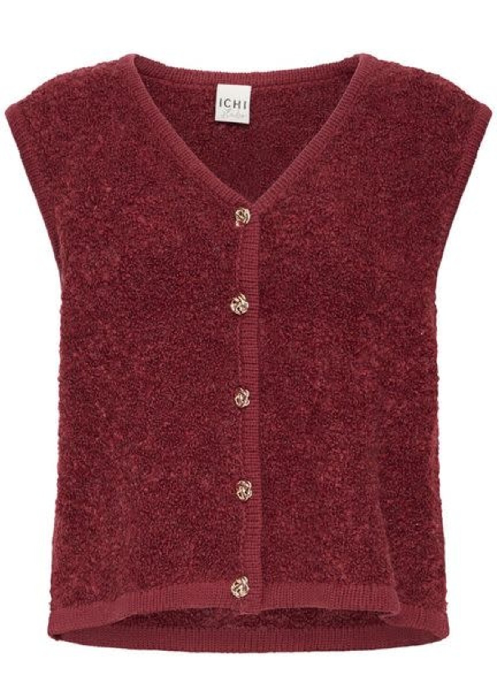 ICHI Blarisa teddy gilet bordeaux