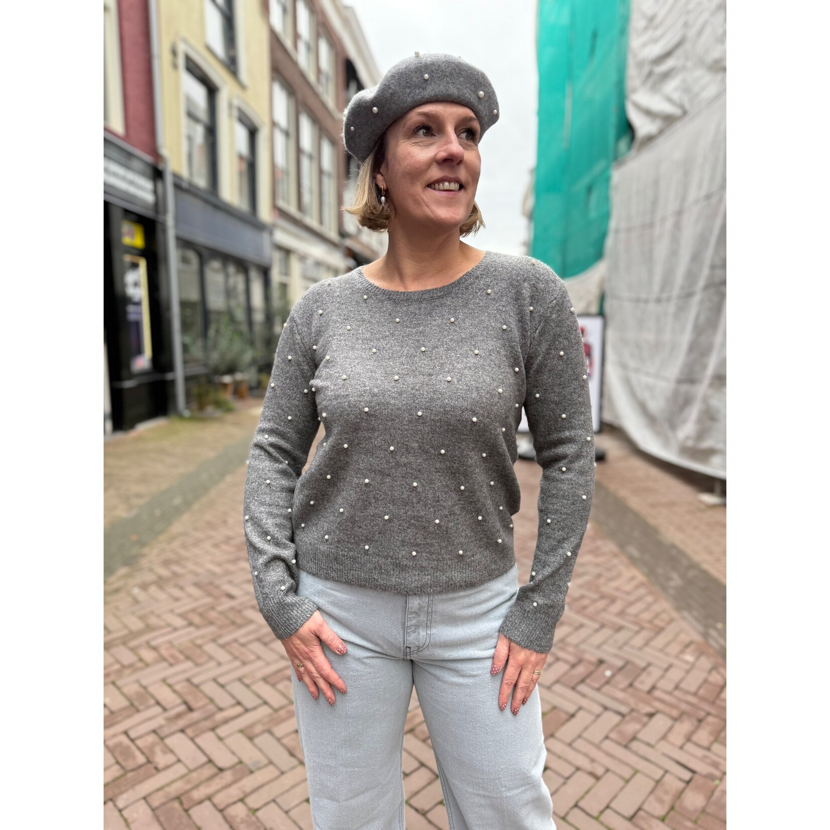 ICHI Macon sweater grijs