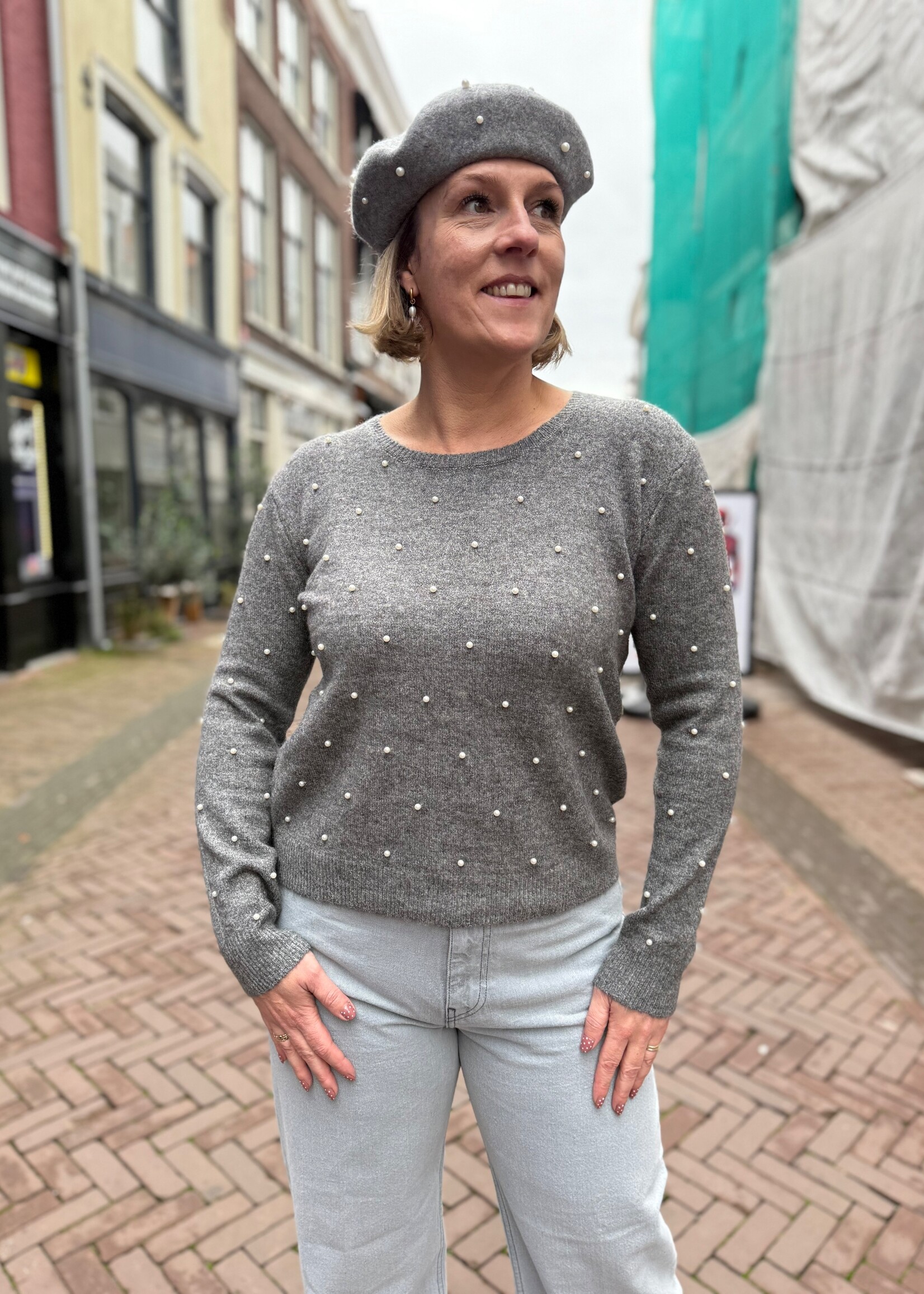 ICHI Macon sweater grijs