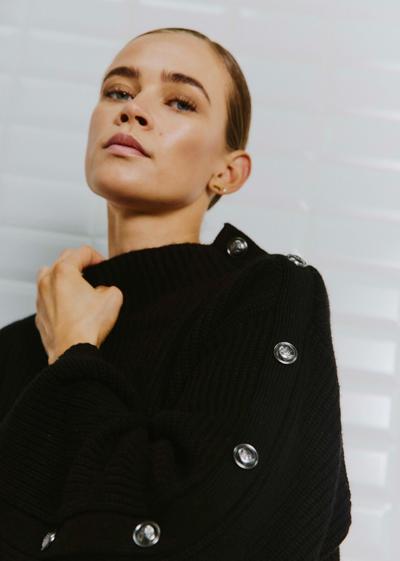 With Black With Black Lines rib pullover zwart