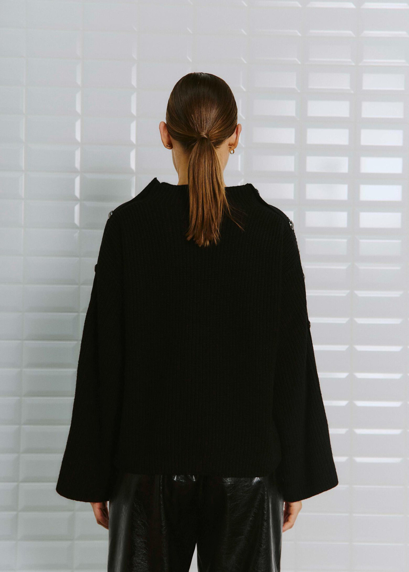 With Black With Black Lines rib pullover zwart