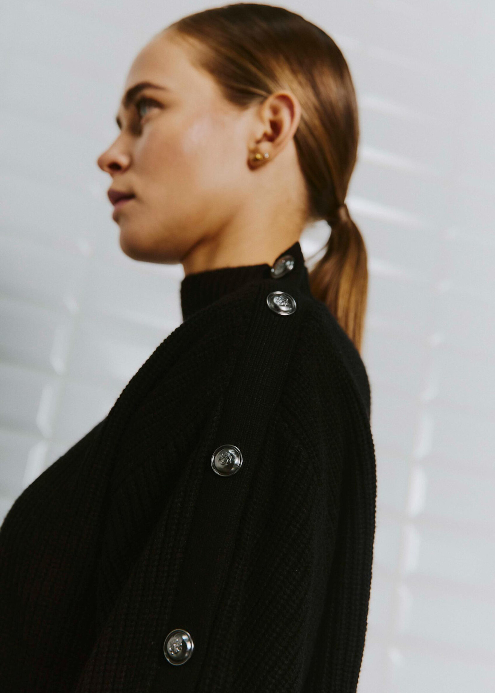 With Black With Black Lines rib pullover zwart