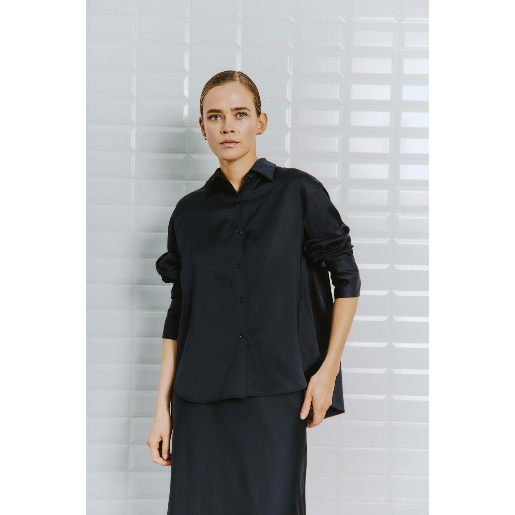 With Black With Black Dagmar blouse donker blauw