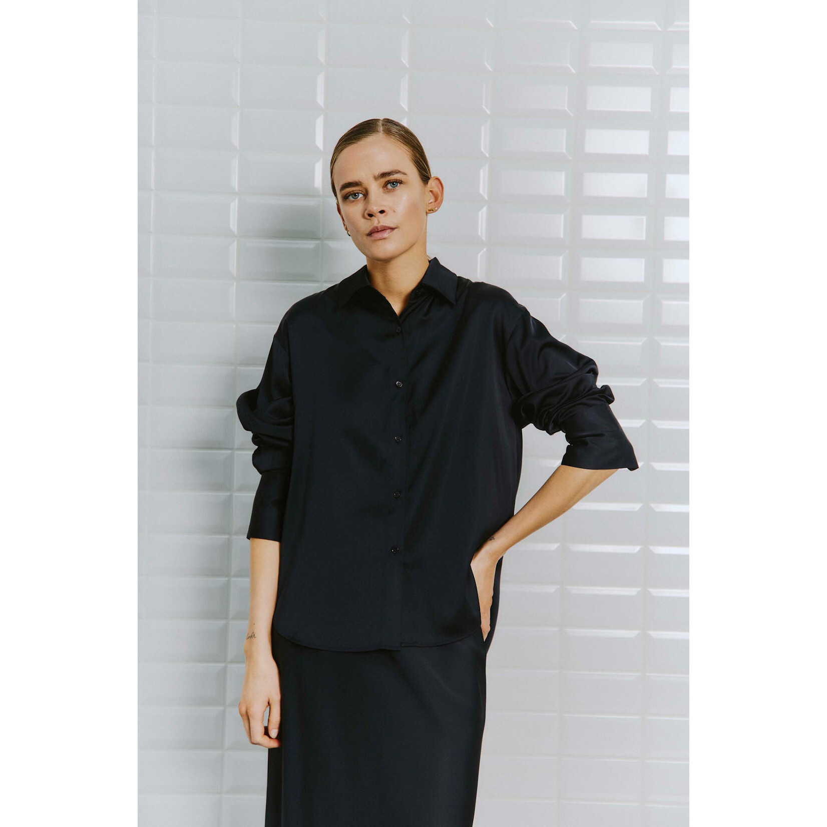 With Black With Black Dagmar blouse donker blauw