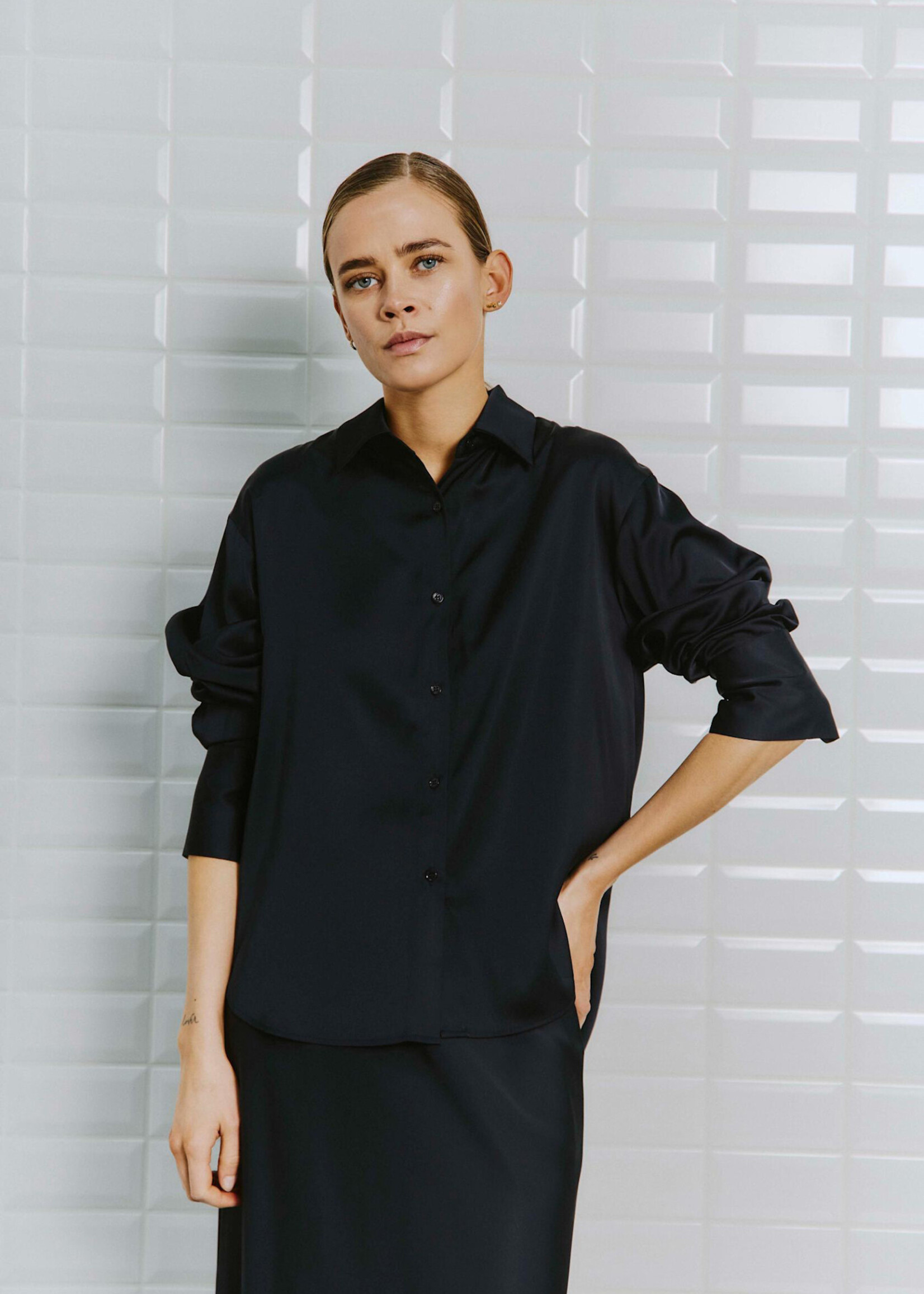 With Black With Black Dagmar blouse donker blauw