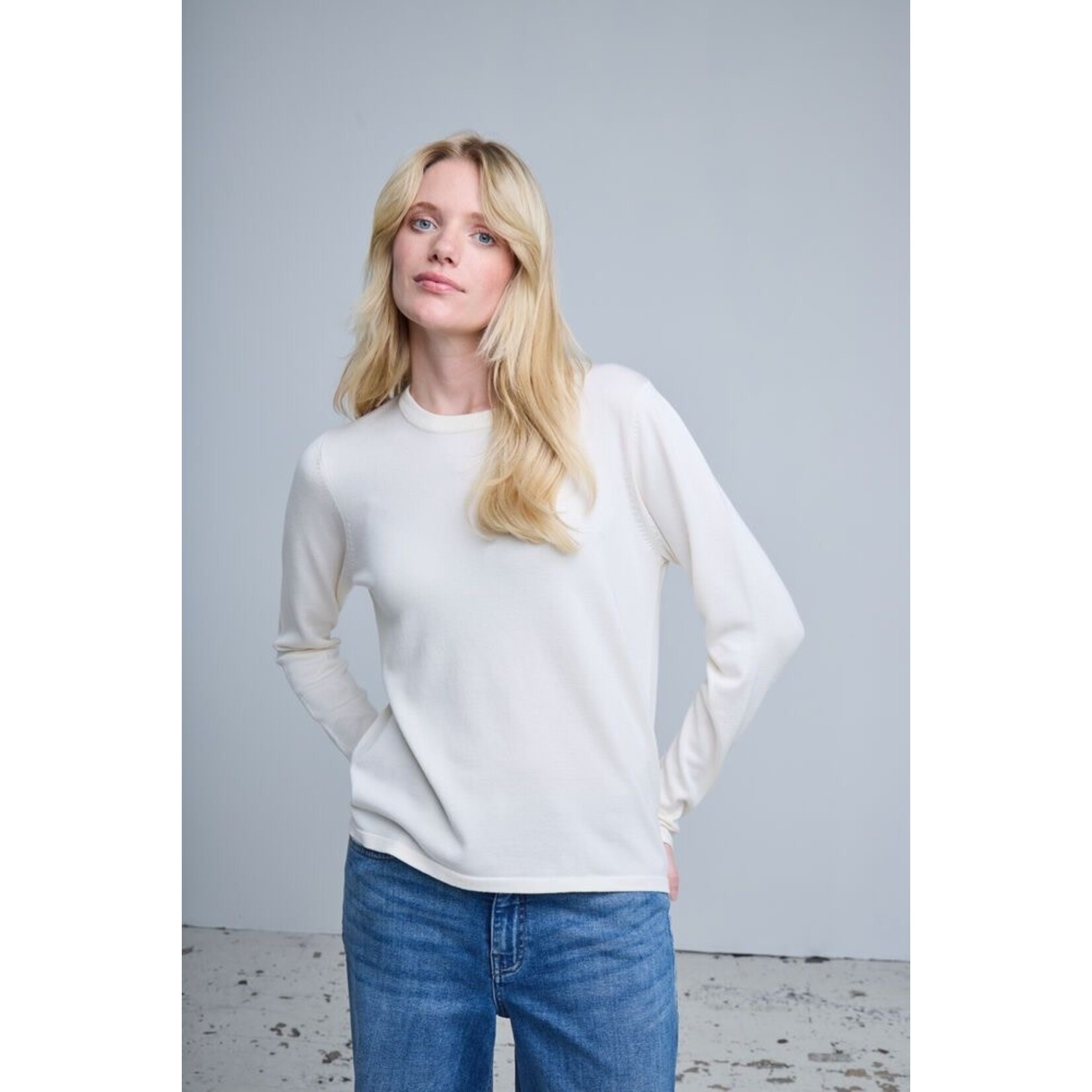 ICHI Ihluls LS top gebreid ecru