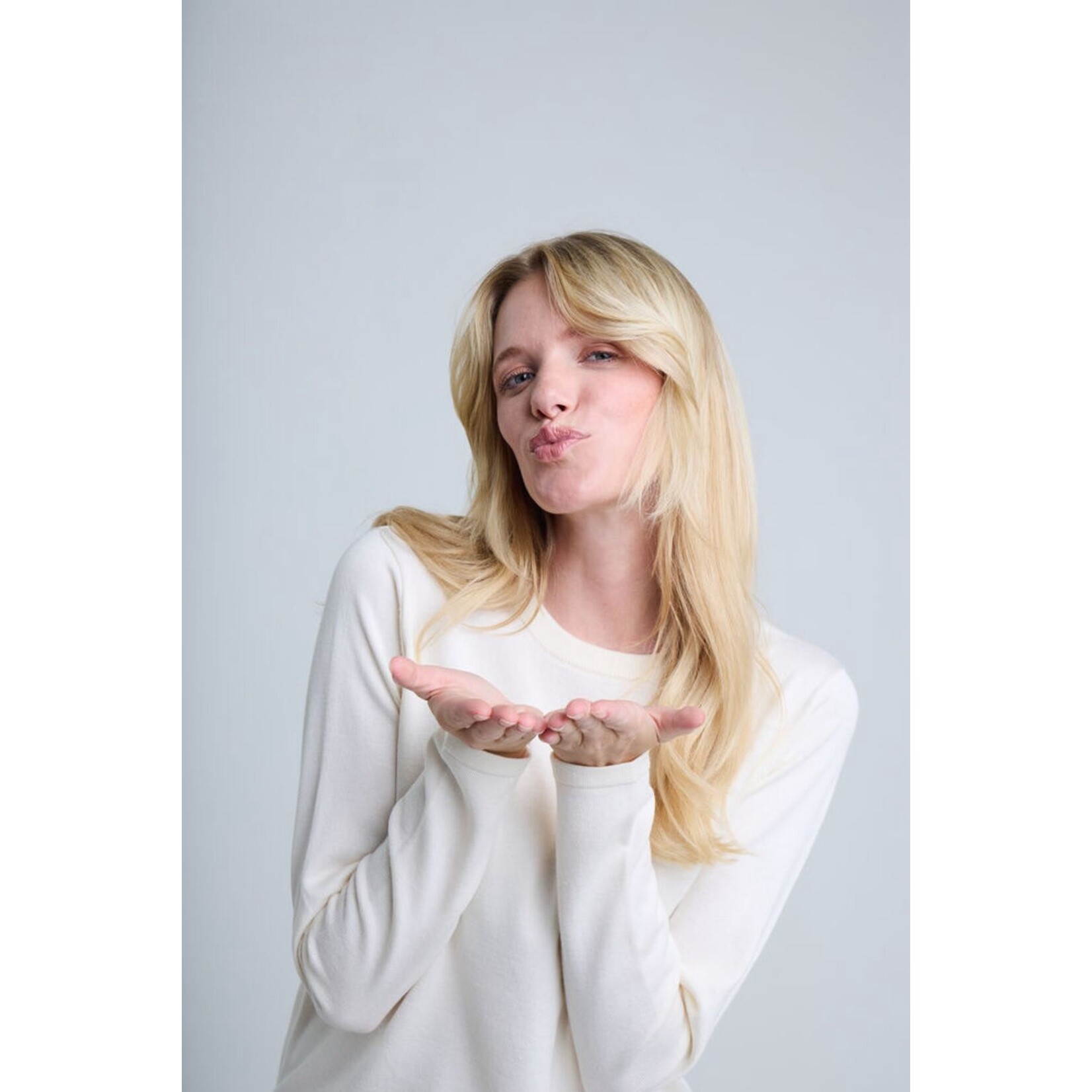 ICHI Ihluls LS top gebreid ecru