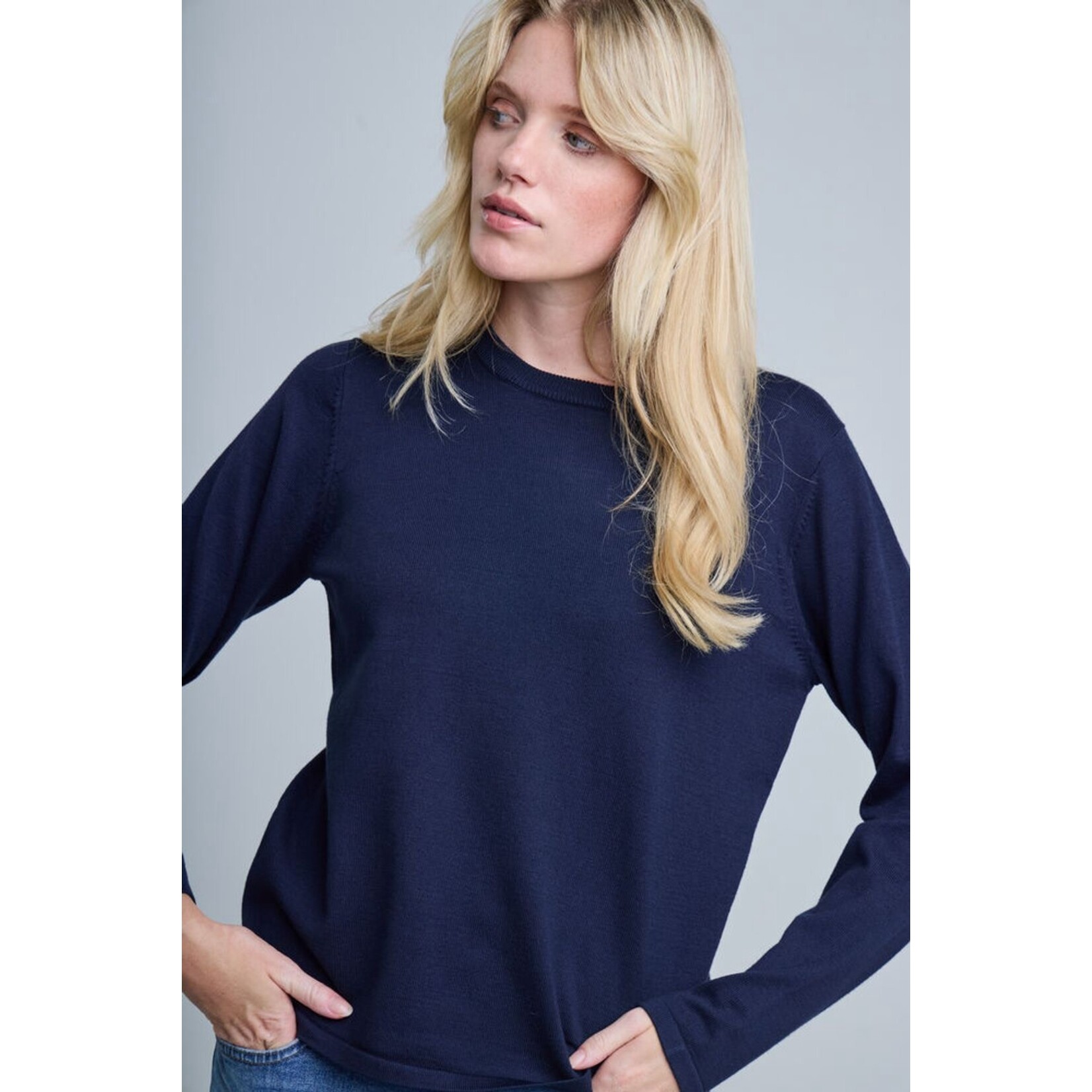 ICHI Ihluls LS top gebreid navy