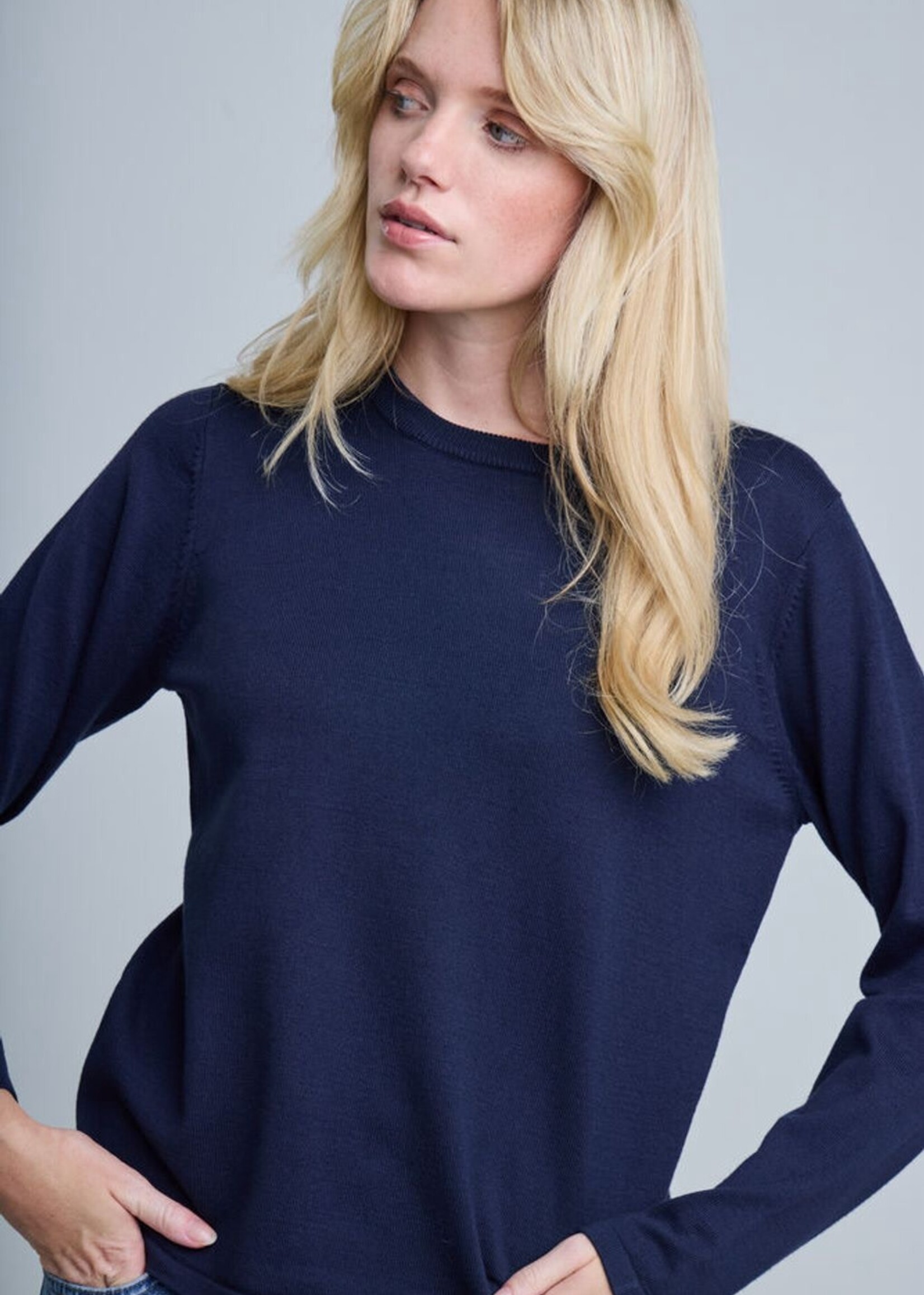 ICHI Ihluls LS top gebreid navy