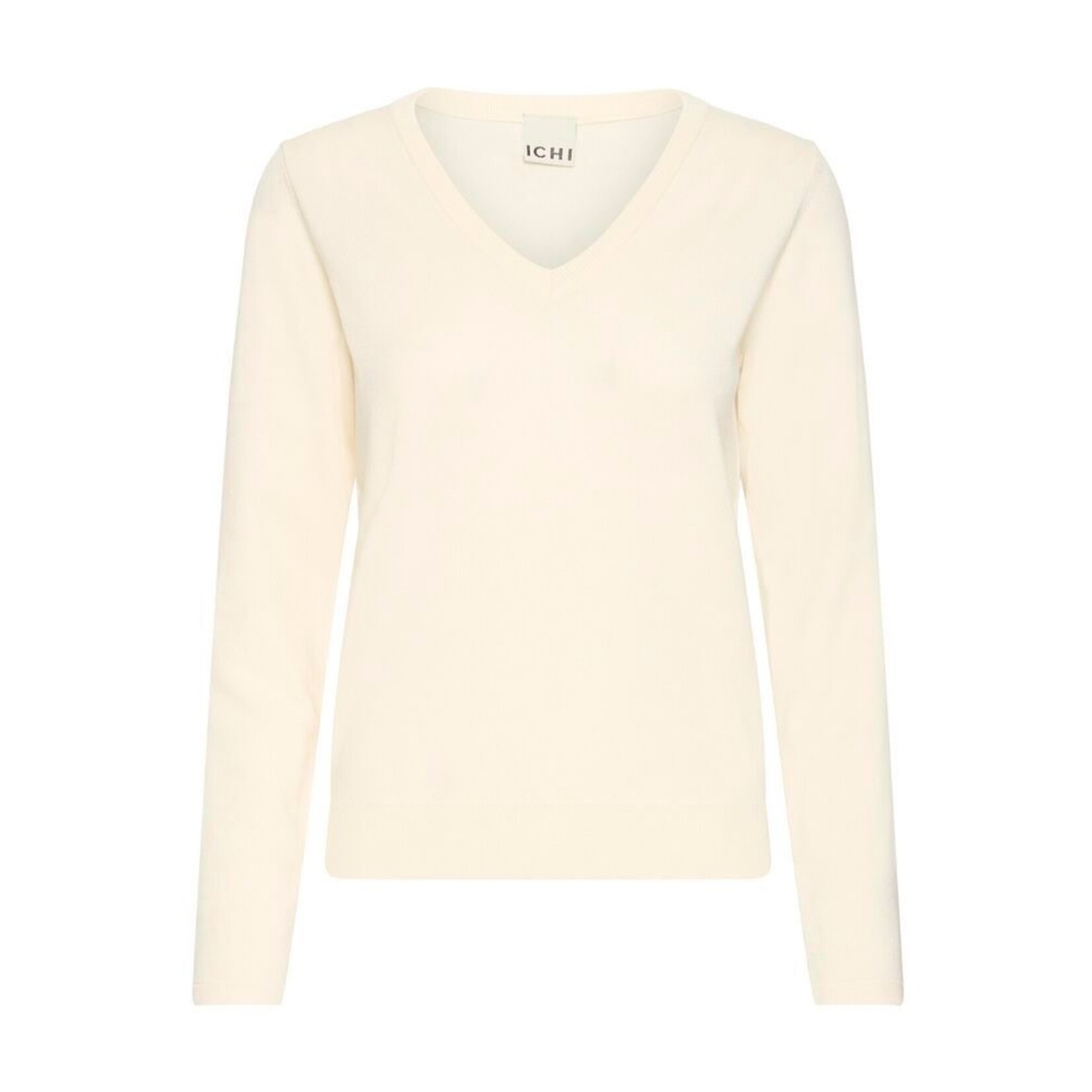 ICHI Ihluls V hals LS top gebreid ecru