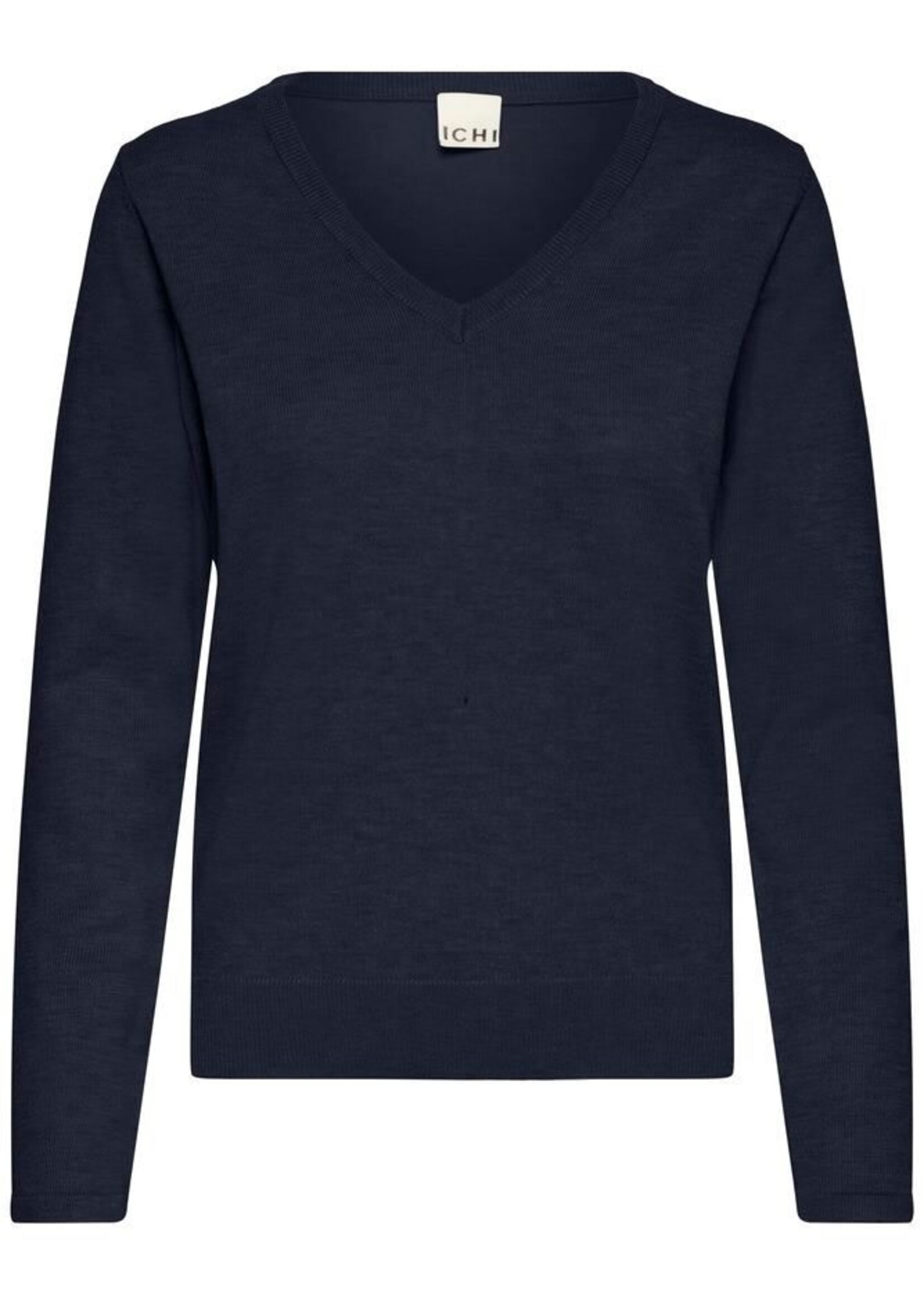 ICHI Ihluls V hals LS top gebreid navy