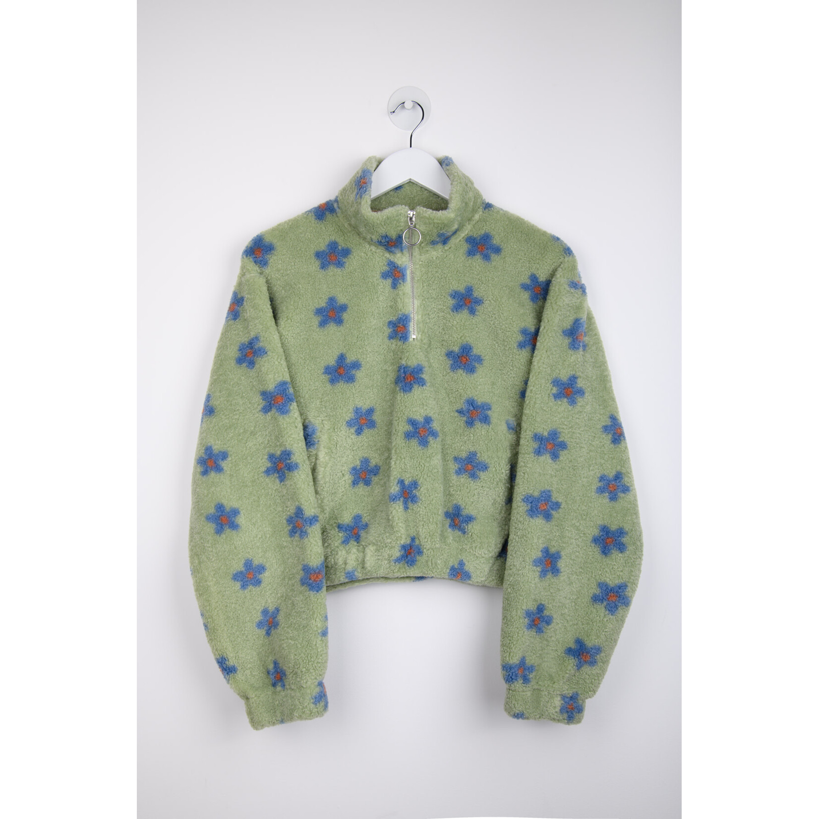 24Colours 24Colours fleece trui groen flower