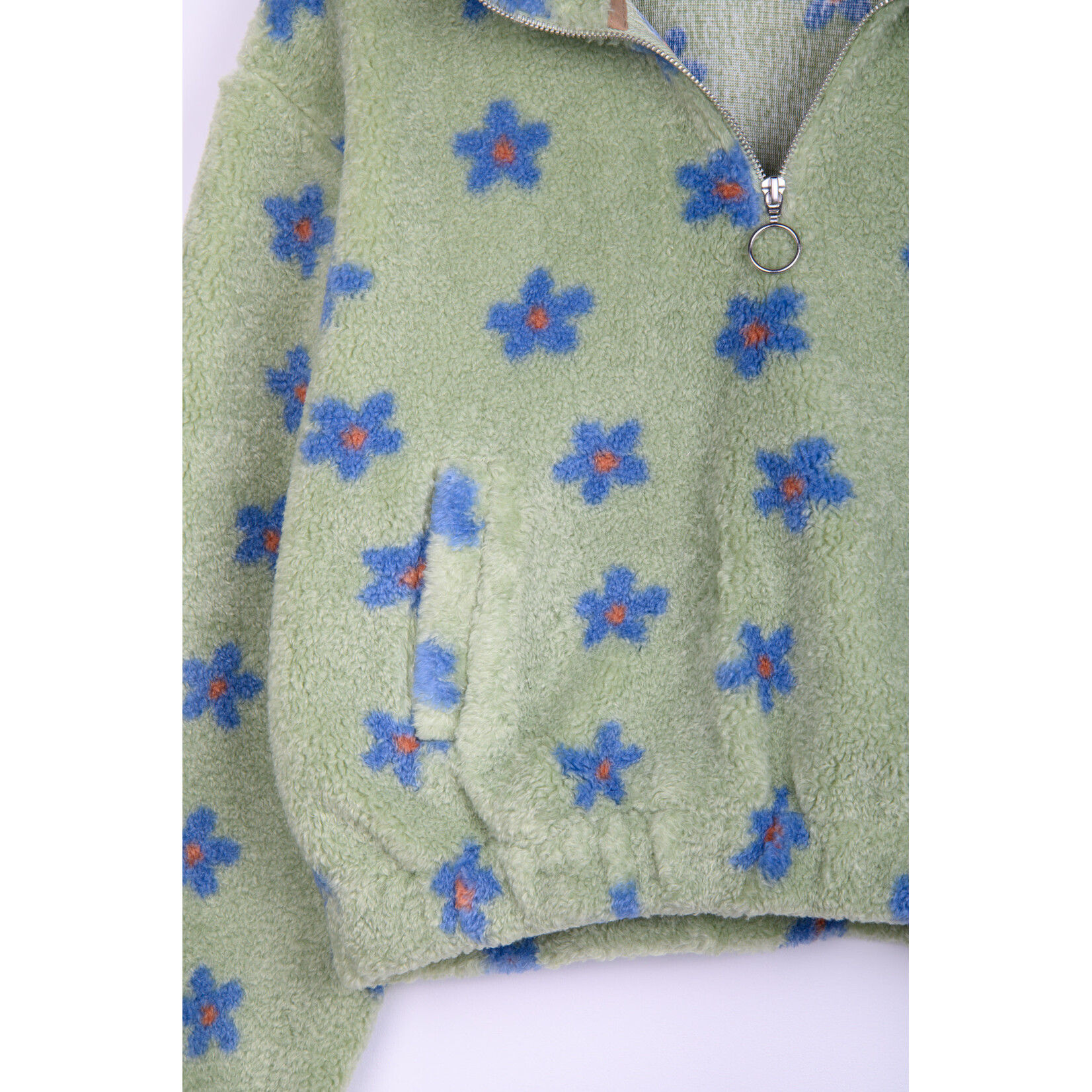 24Colours 24Colours fleece trui groen flower