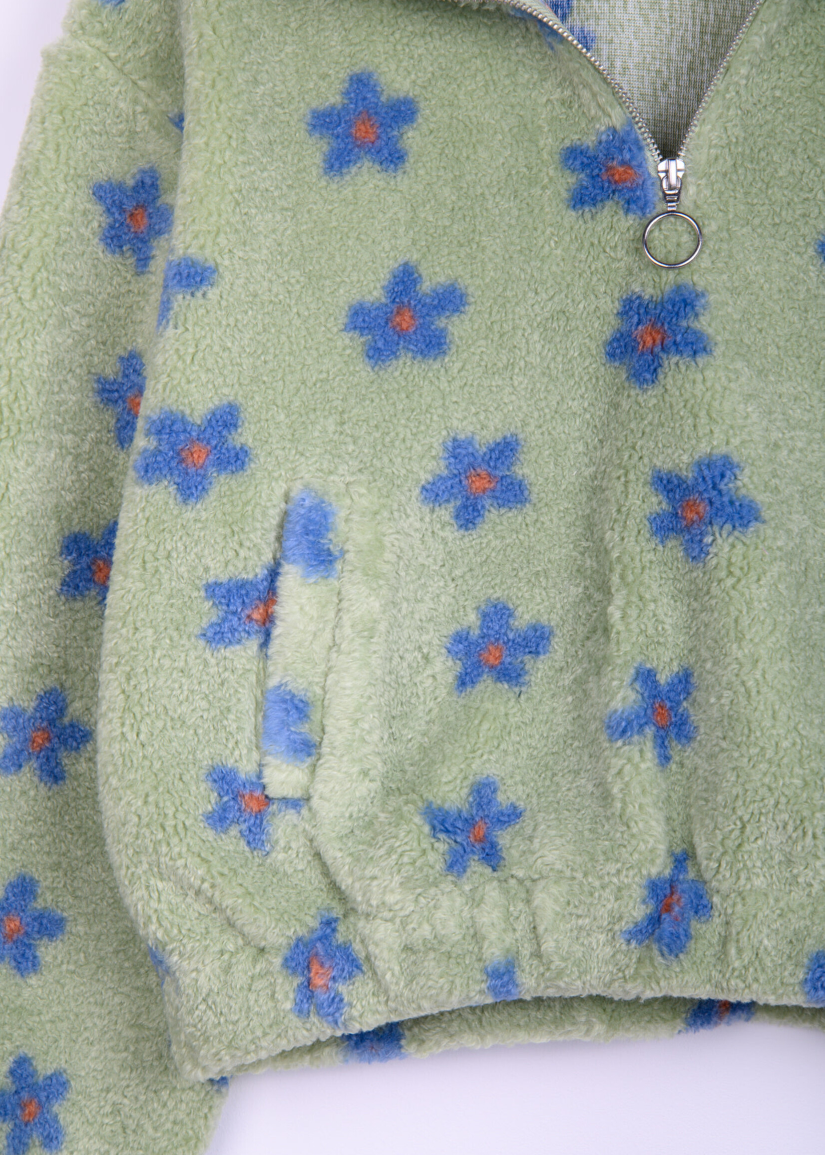 24Colours 24Colours fleece trui groen flower