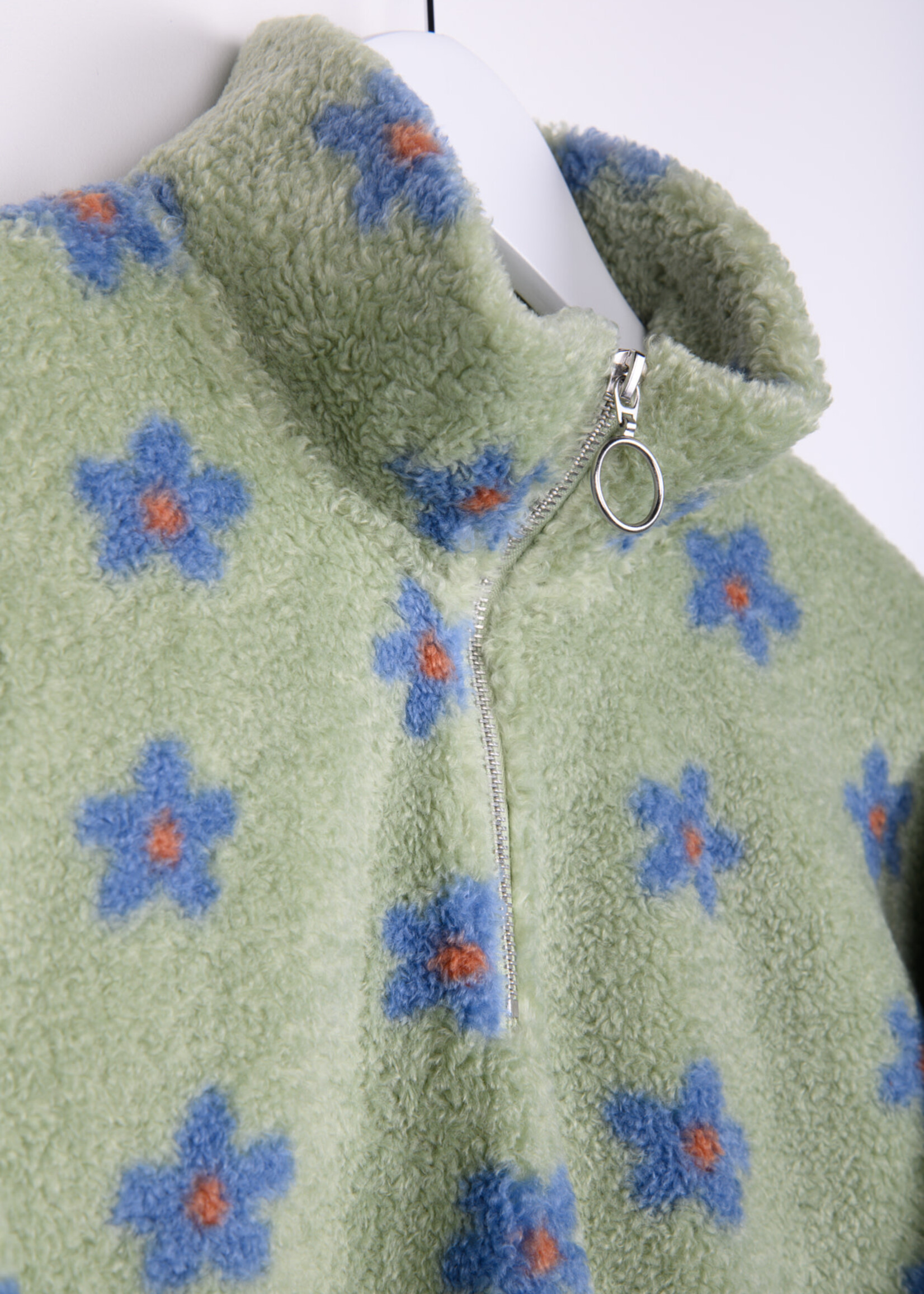 24Colours 24Colours fleece trui groen flower