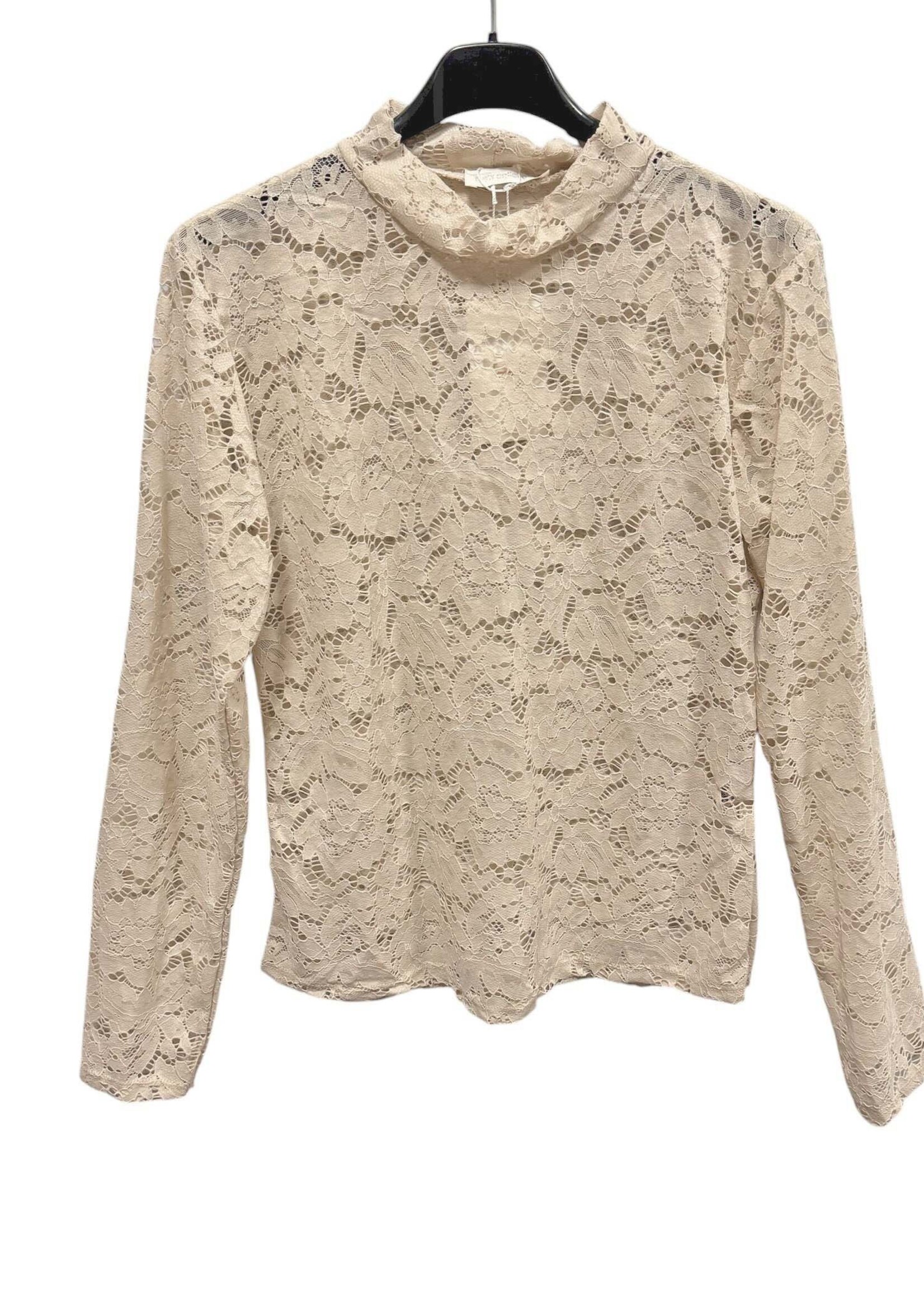 Kanten top Marie beige
